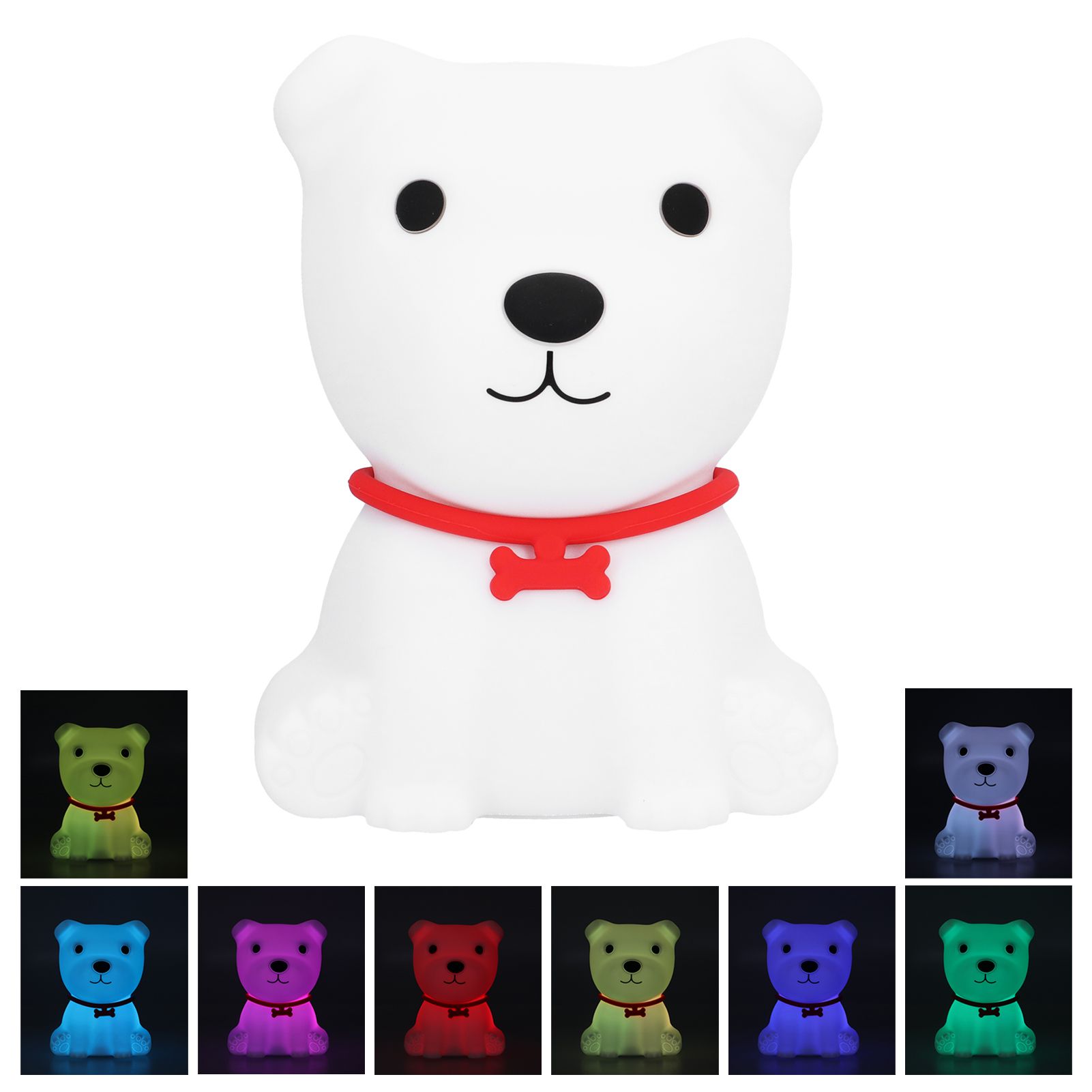 Cute Dog Shaped Silicone Lamp Kids Night Light Portable Bedside Light for Baby view 10