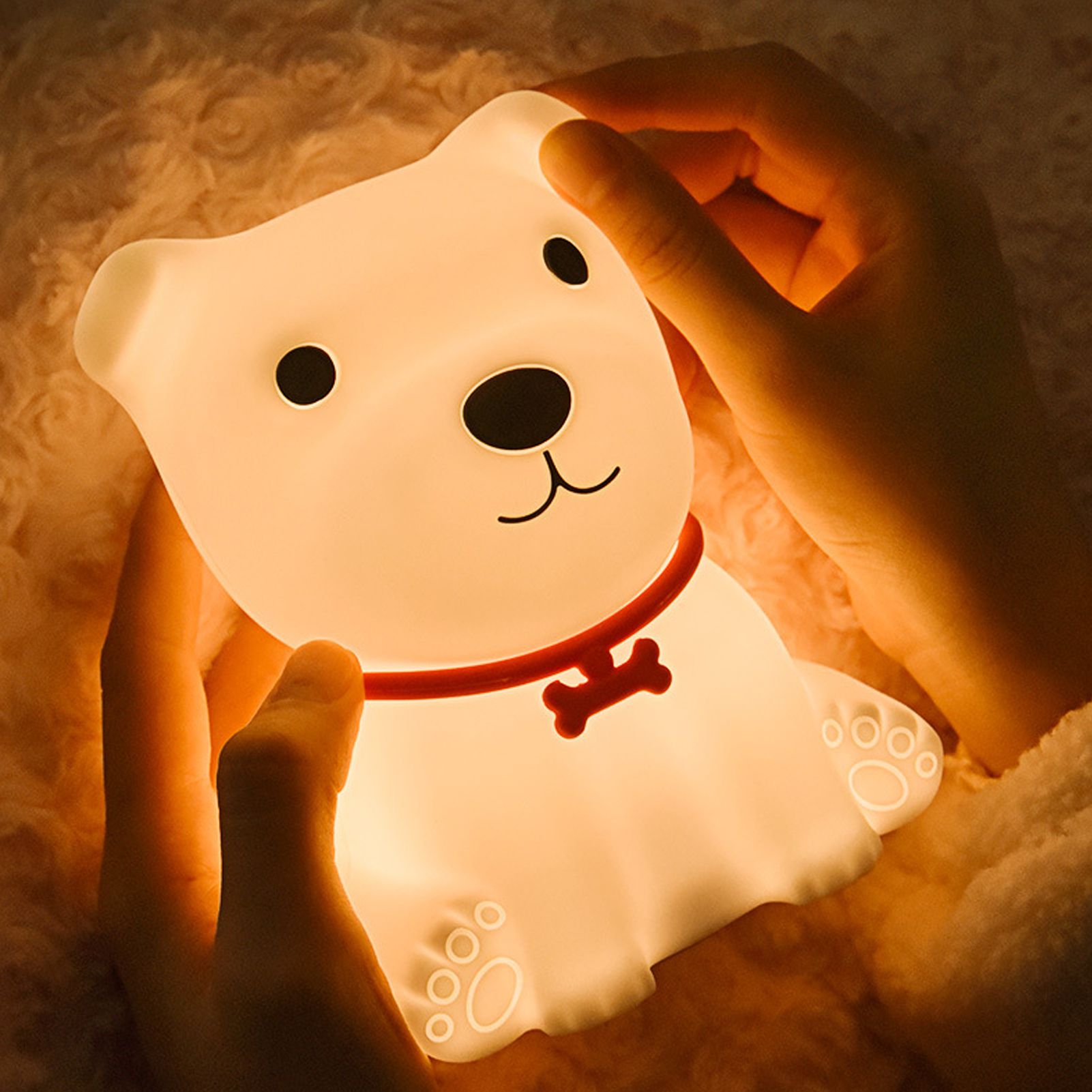 Cute Dog Shaped Silicone Lamp Kids Night Light Portable Bedside Light for Baby view 11