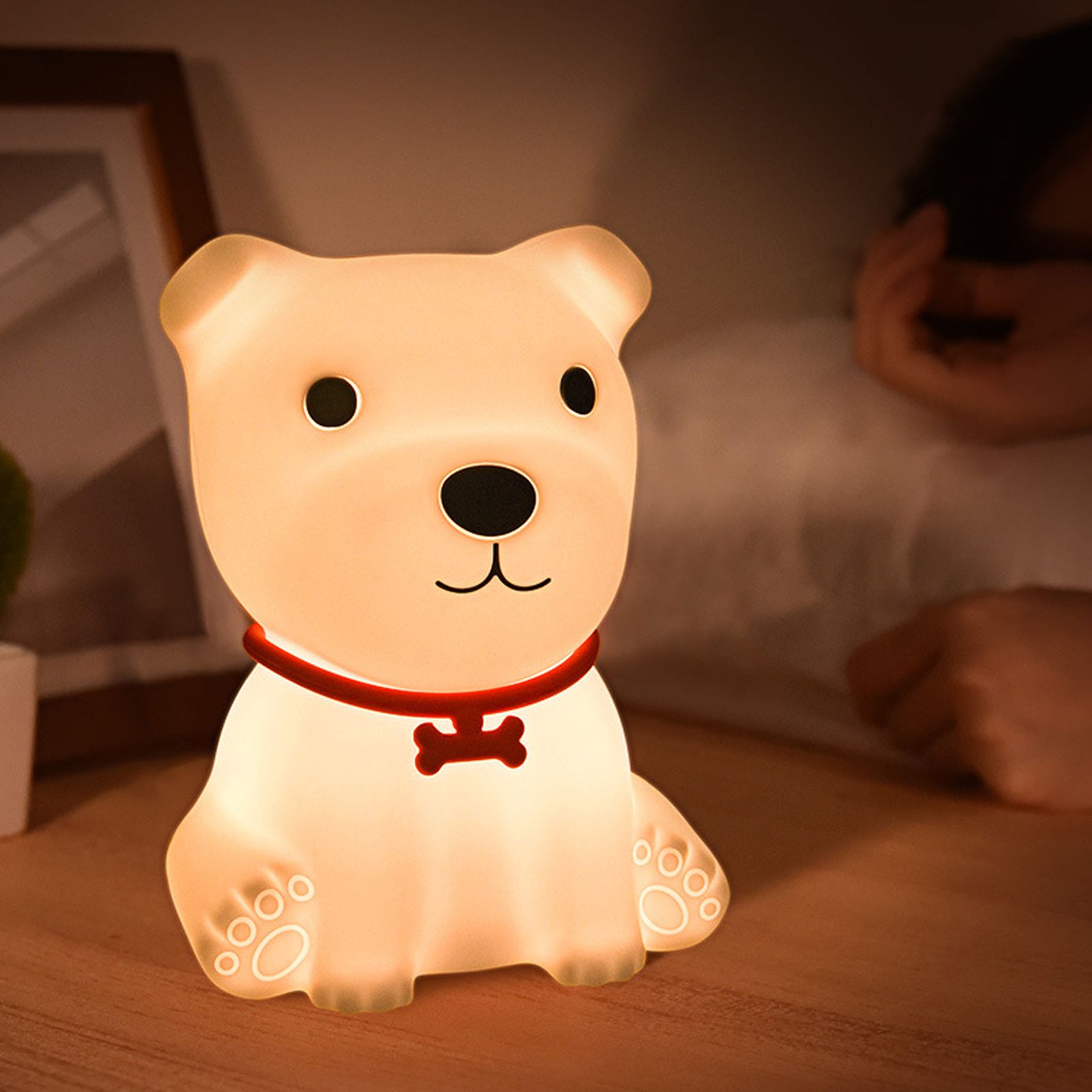 Cute Dog Shaped Silicone Lamp Kids Night Light Portable Bedside Light for Baby view 12