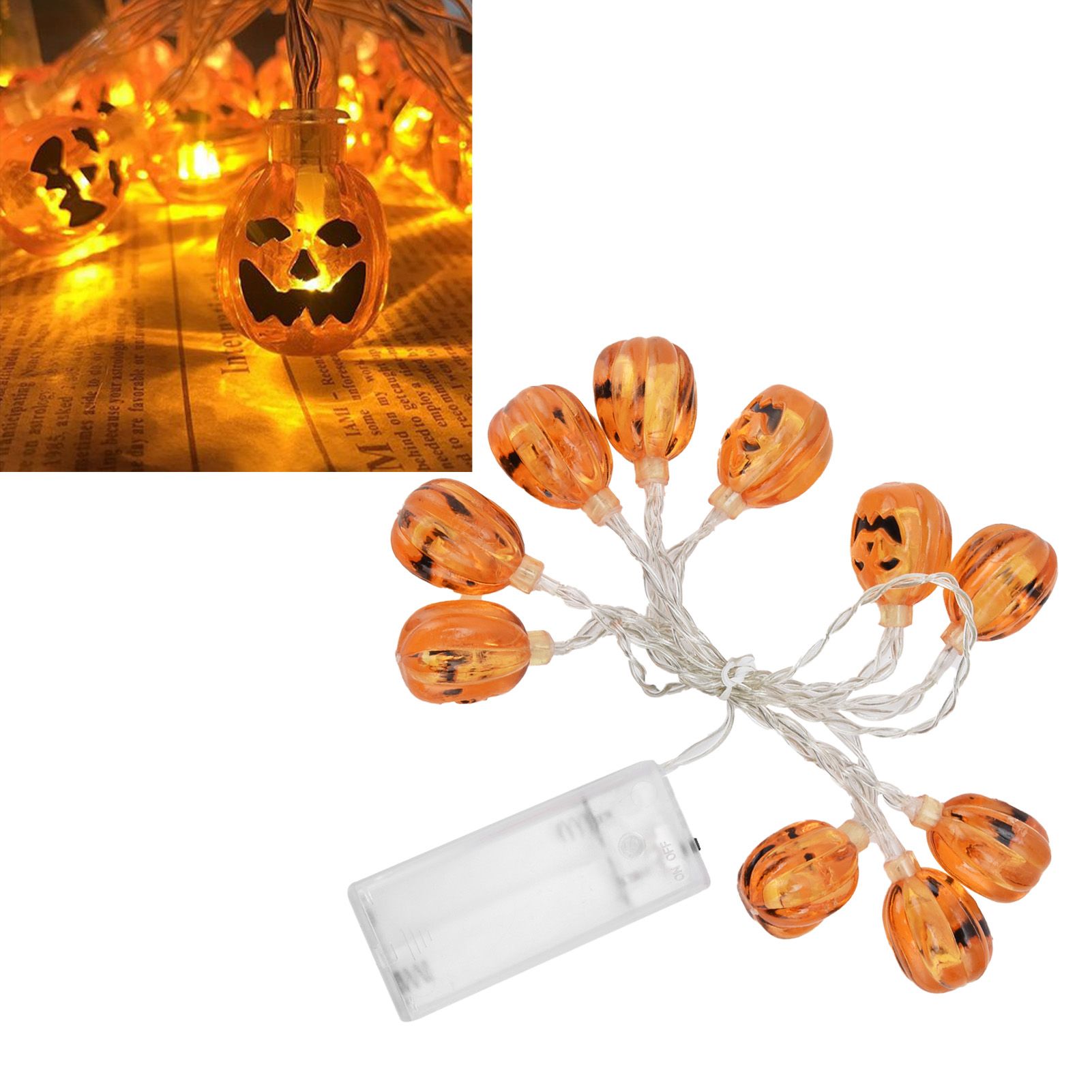 10LED Pumpkin String Lights Battery Operated Halloween Decorative Lamp for view 11