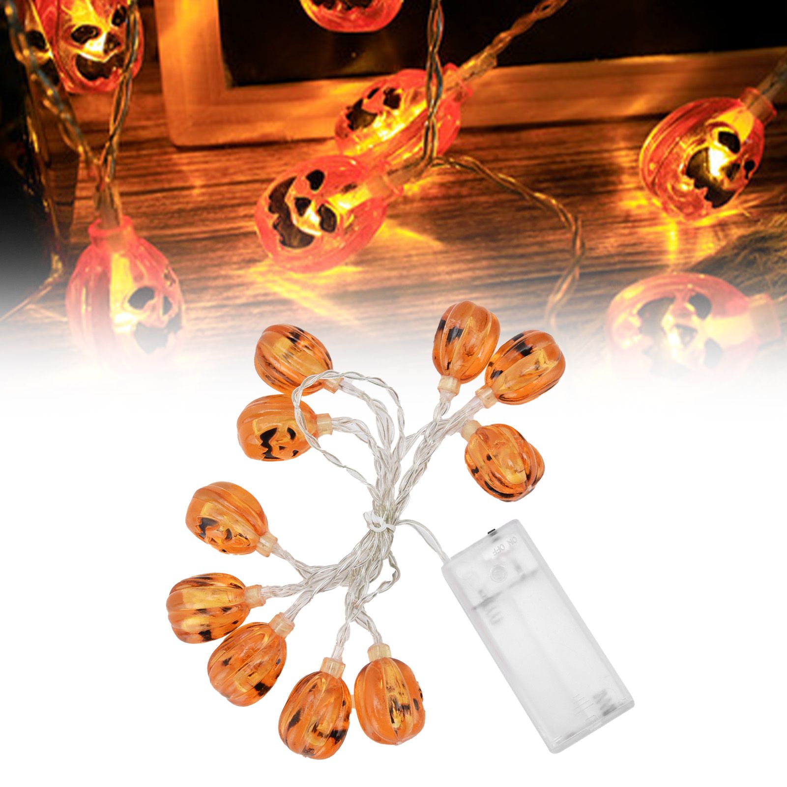 10LED Pumpkin String Lights Battery Operated Halloween Decorative Lamp for view 12