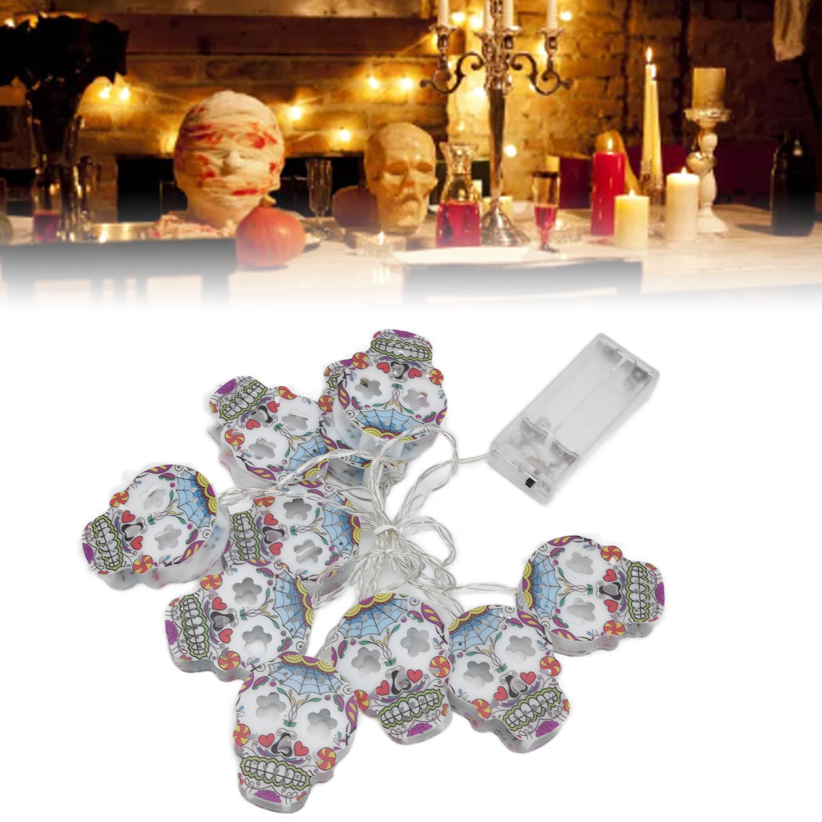 10LED Skull String Lights Halloween String Lights for Festival Party Holiday view 12