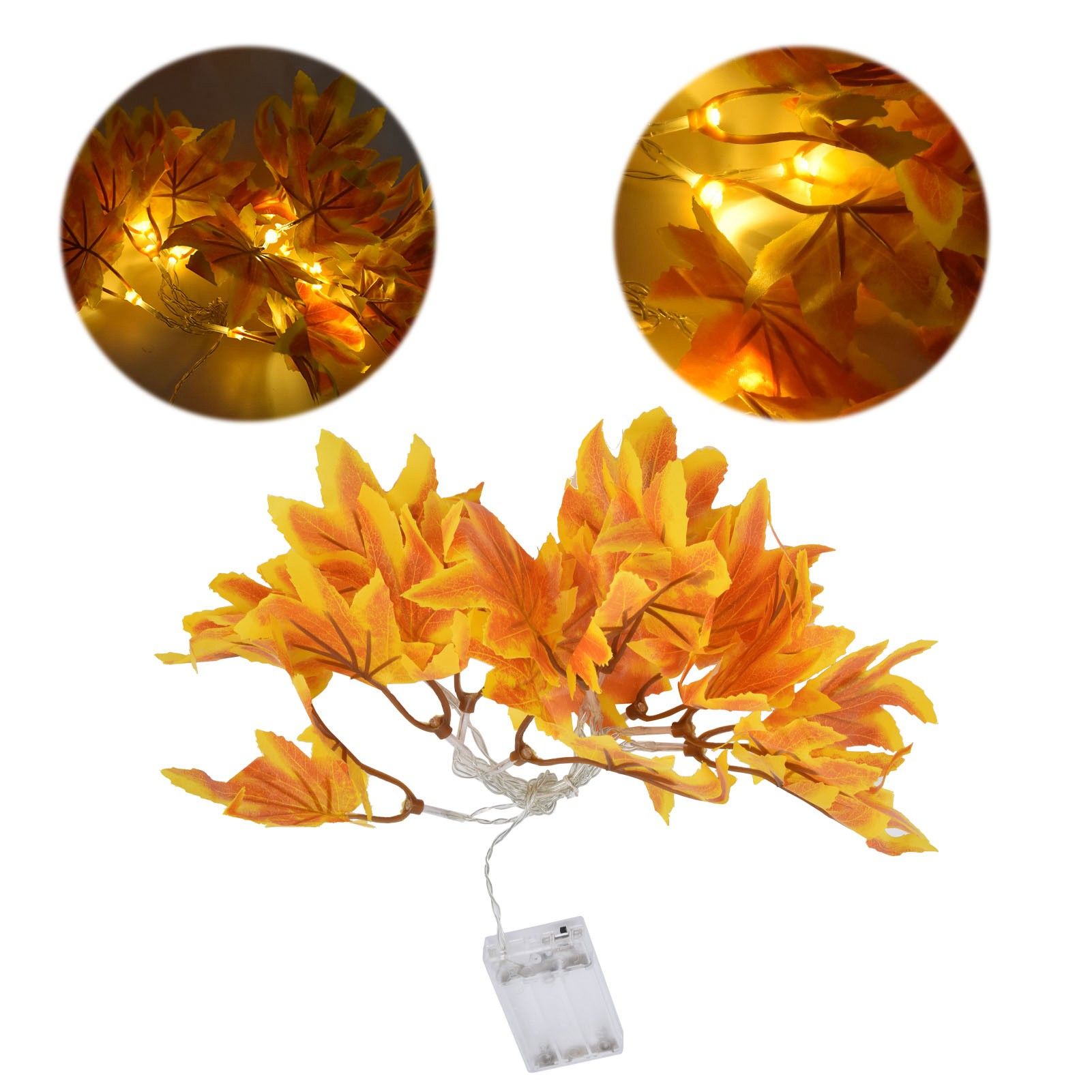 LED Yellow Leaf Light Battery Powered Durable Autumn Maple String Light for view 12