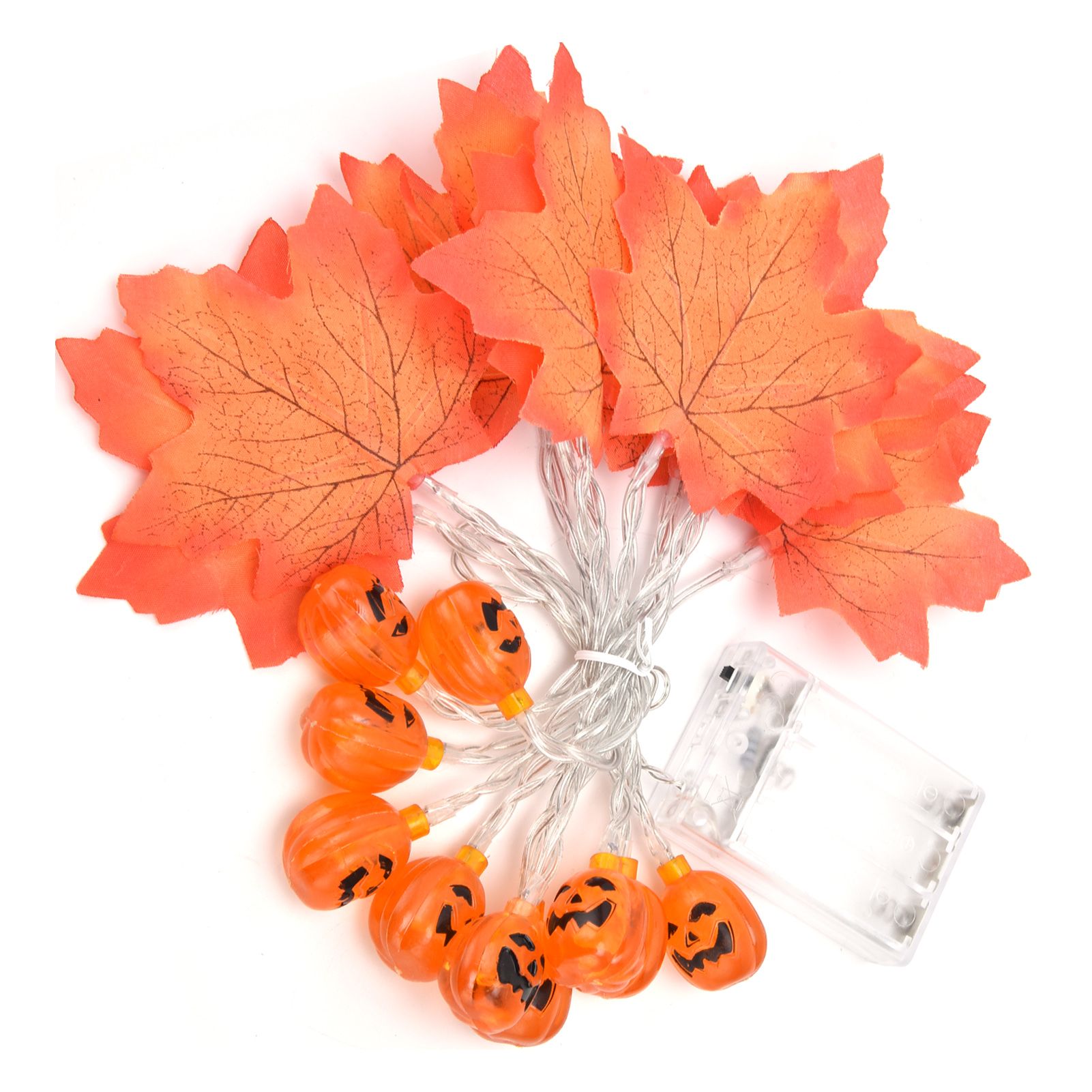 LED String Light Autumn Pumpkin Red Maple Leaves String Light with 20LEDs for view 2