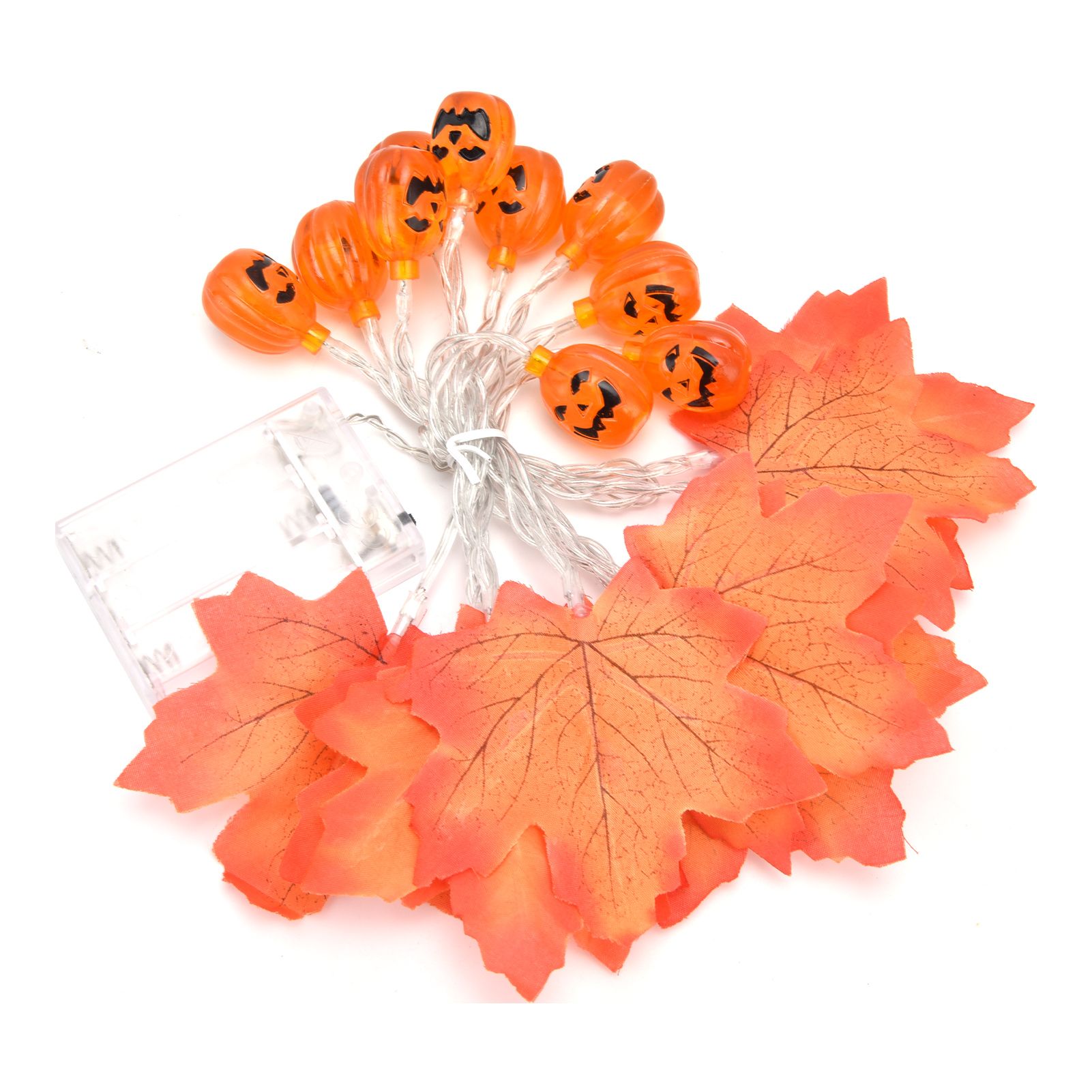 LED String Light Autumn Pumpkin Red Maple Leaves String Light with 20LEDs for view 5