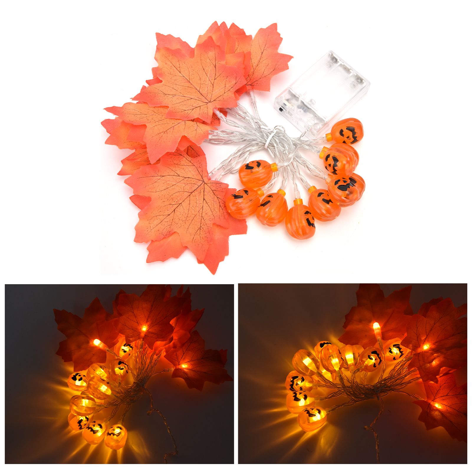 LED String Light Autumn Pumpkin Red Maple Leaves String Light with 20LEDs for view 9