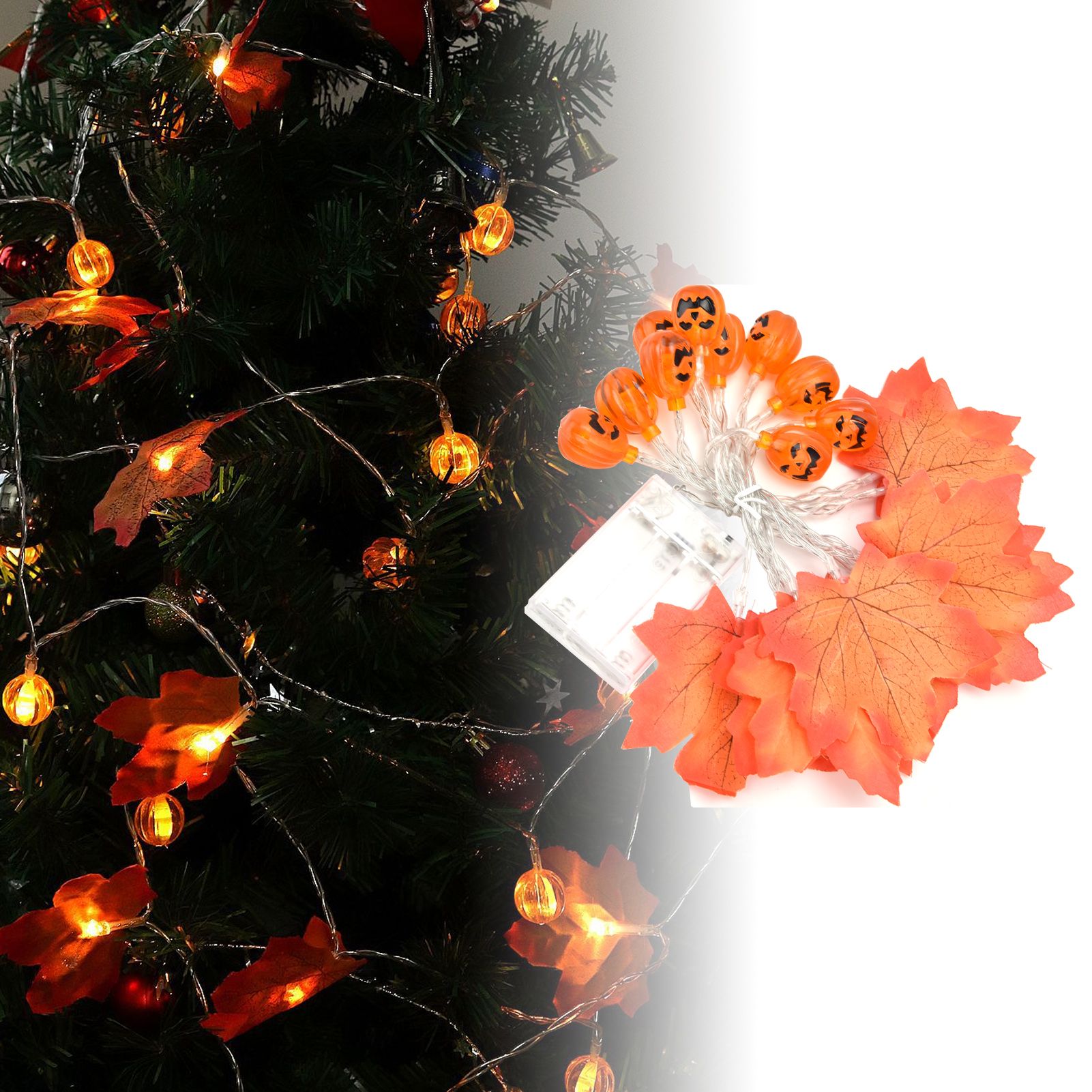 LED String Light Autumn Pumpkin Red Maple Leaves String Light with 20LEDs for view 11
