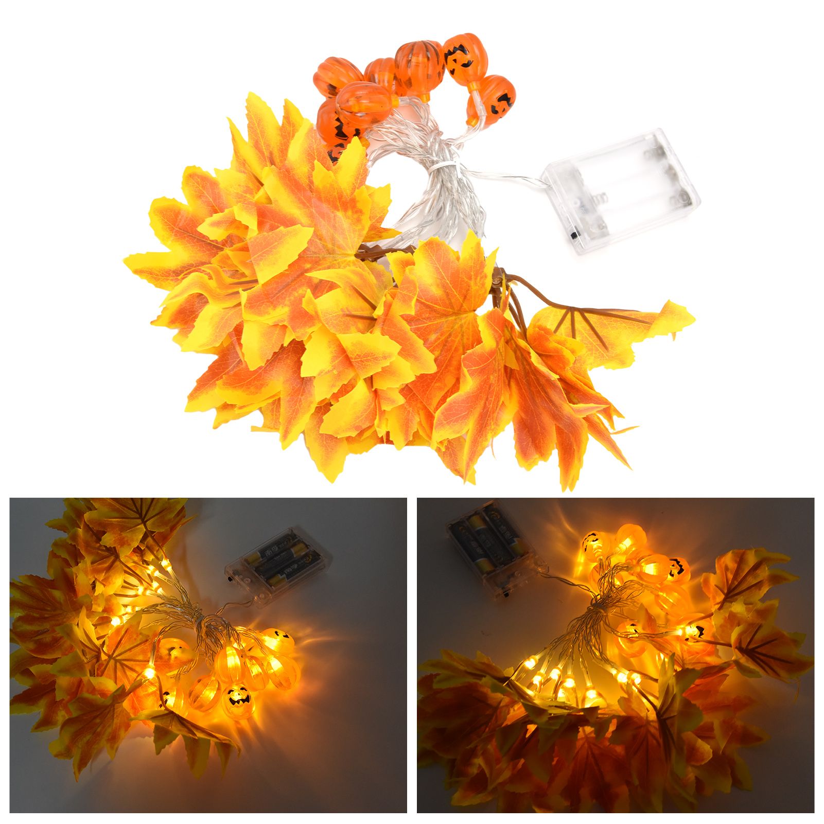 LED String Light Yellow Maple Leaves Pumpkin Grimace Design Ambient Light with view 8