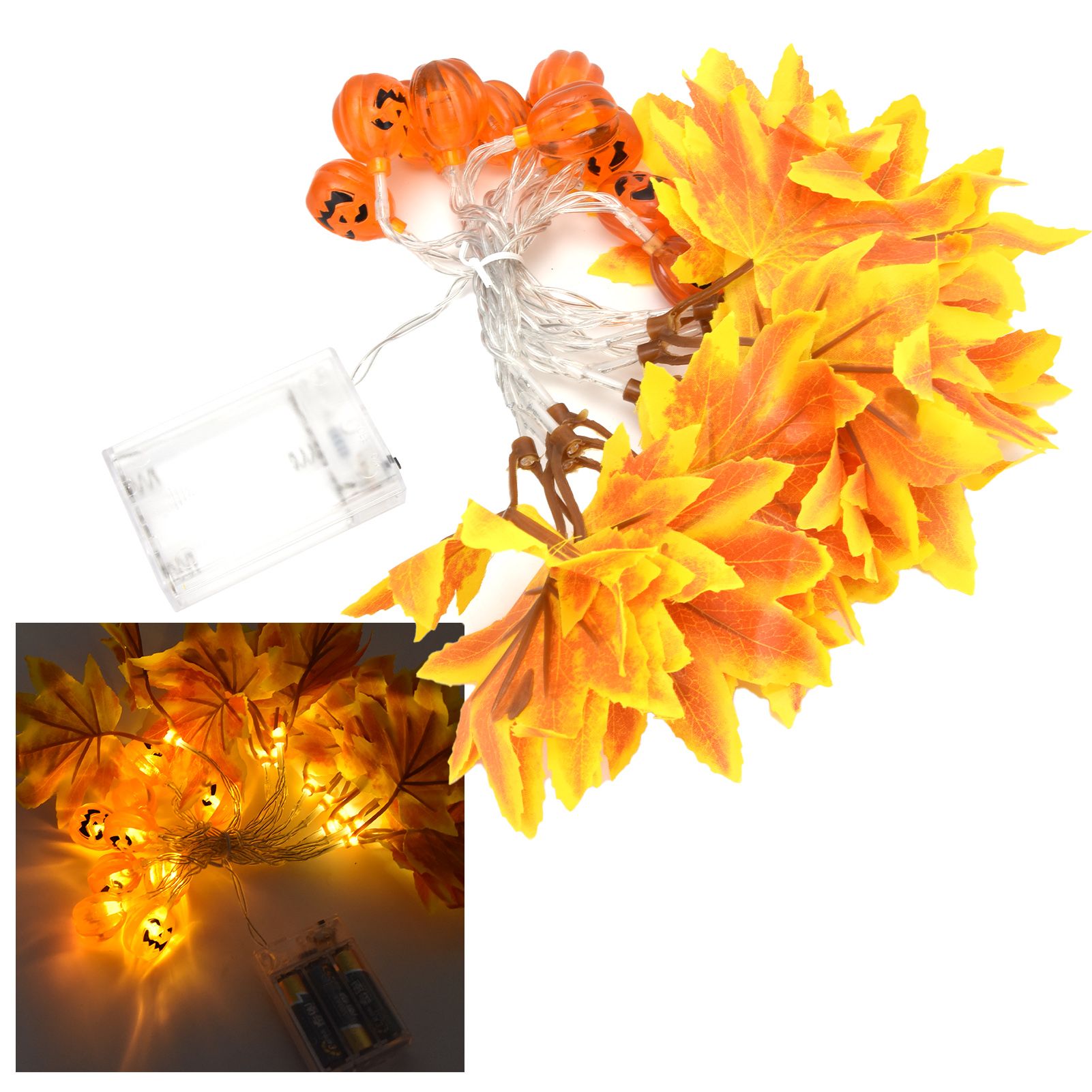 LED String Light Yellow Maple Leaves Pumpkin Grimace Design Ambient Light with view 9