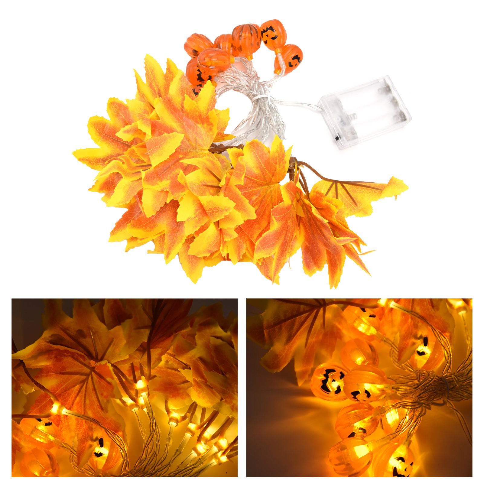 LED String Light Yellow Maple Leaves Pumpkin Grimace Design Ambient Light with view 10