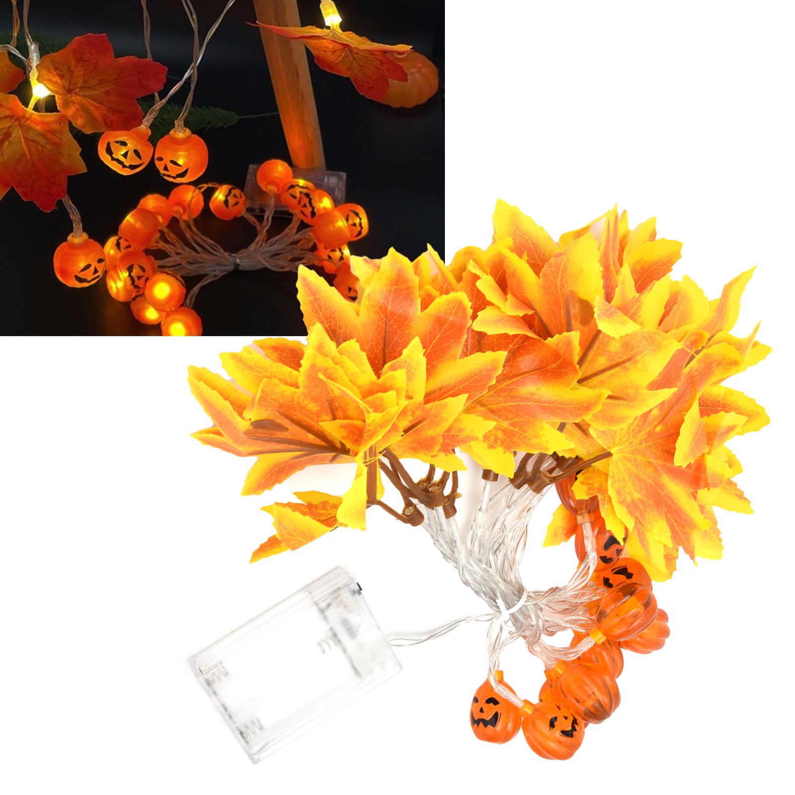 LED String Light Yellow Maple Leaves Pumpkin Grimace Design Ambient Light with view 12