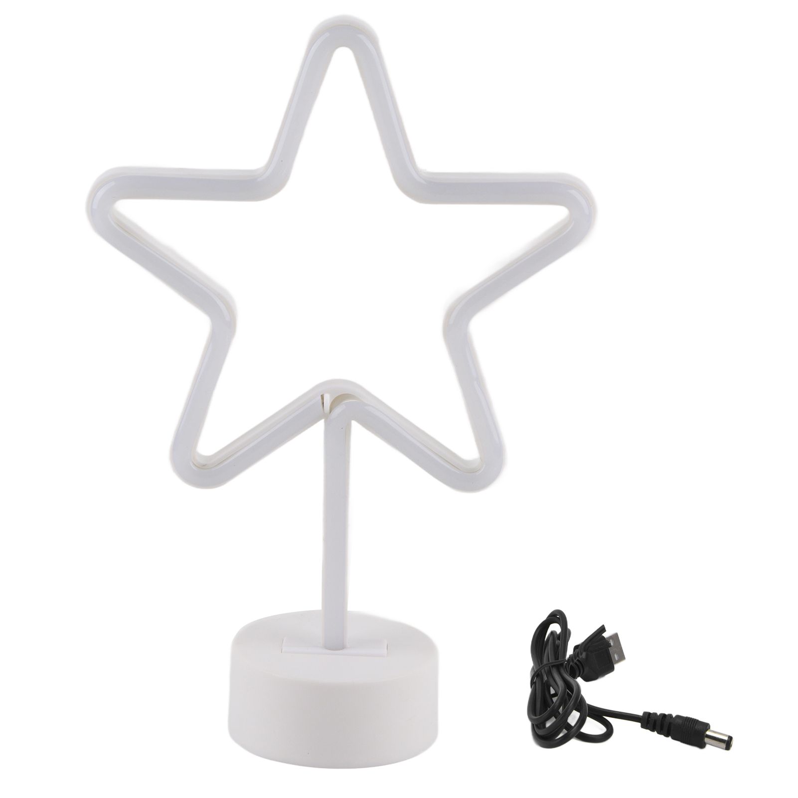 LED Desk Lamp USB Five Pointed Star Warm Light Neon Sign Bedroom Bar Holiday