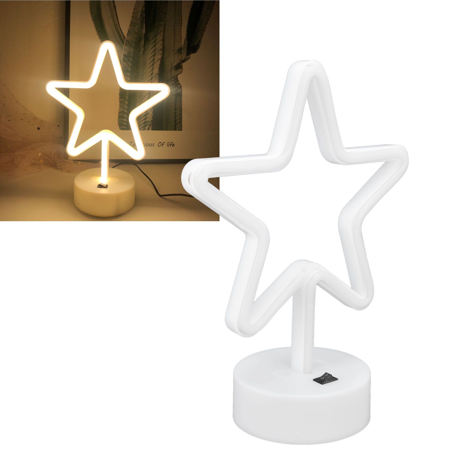 LED Desk Lamp USB Five Pointed Star Warm Light Neon Sign Bedroom Bar Holiday view 11