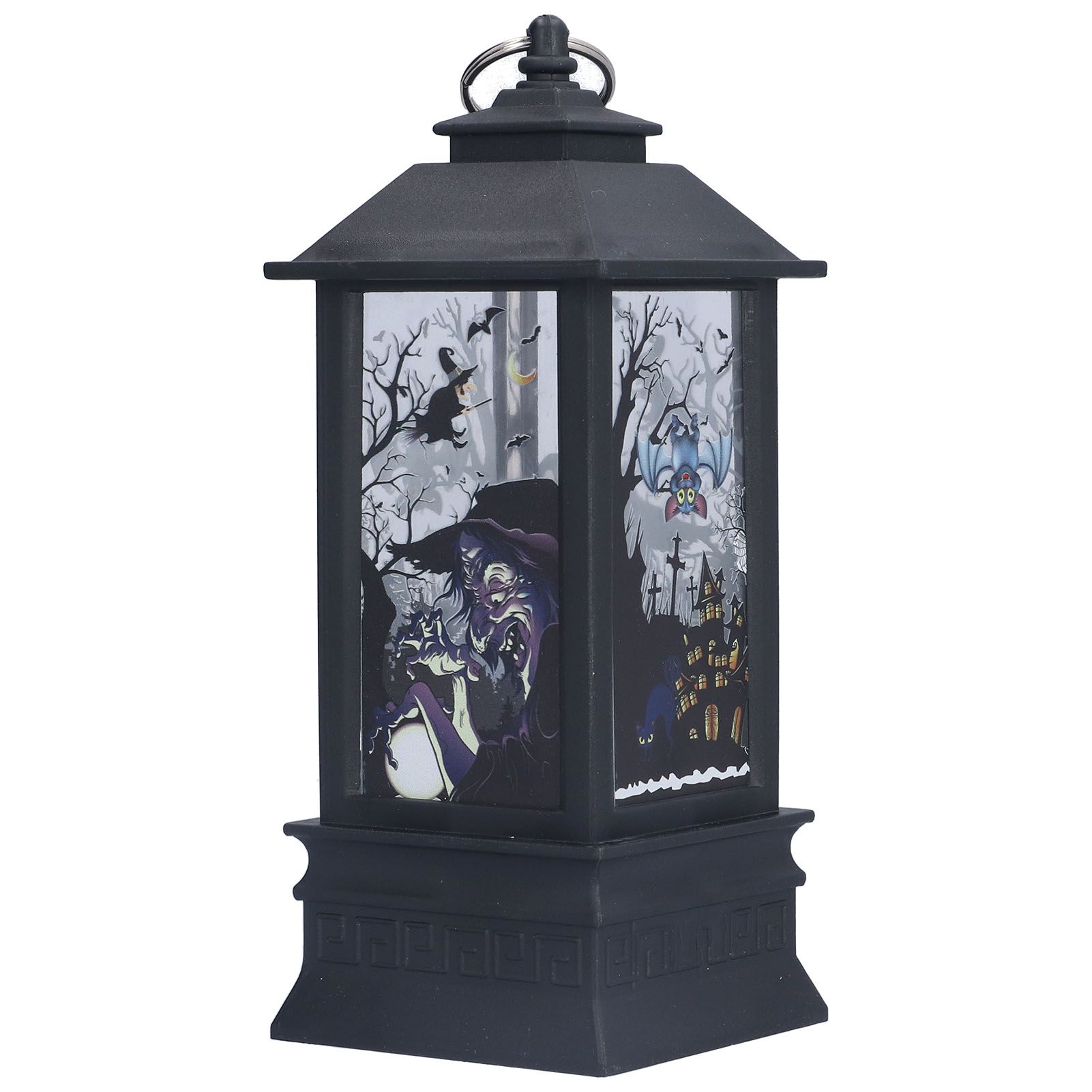 Halloween Lantern LED Witch Pattern Night Light Simulated Candle Flame Light