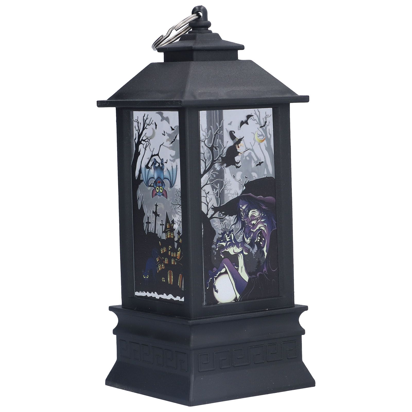 Halloween Lantern LED Witch Pattern Night Light Simulated Candle Flame Light view 3