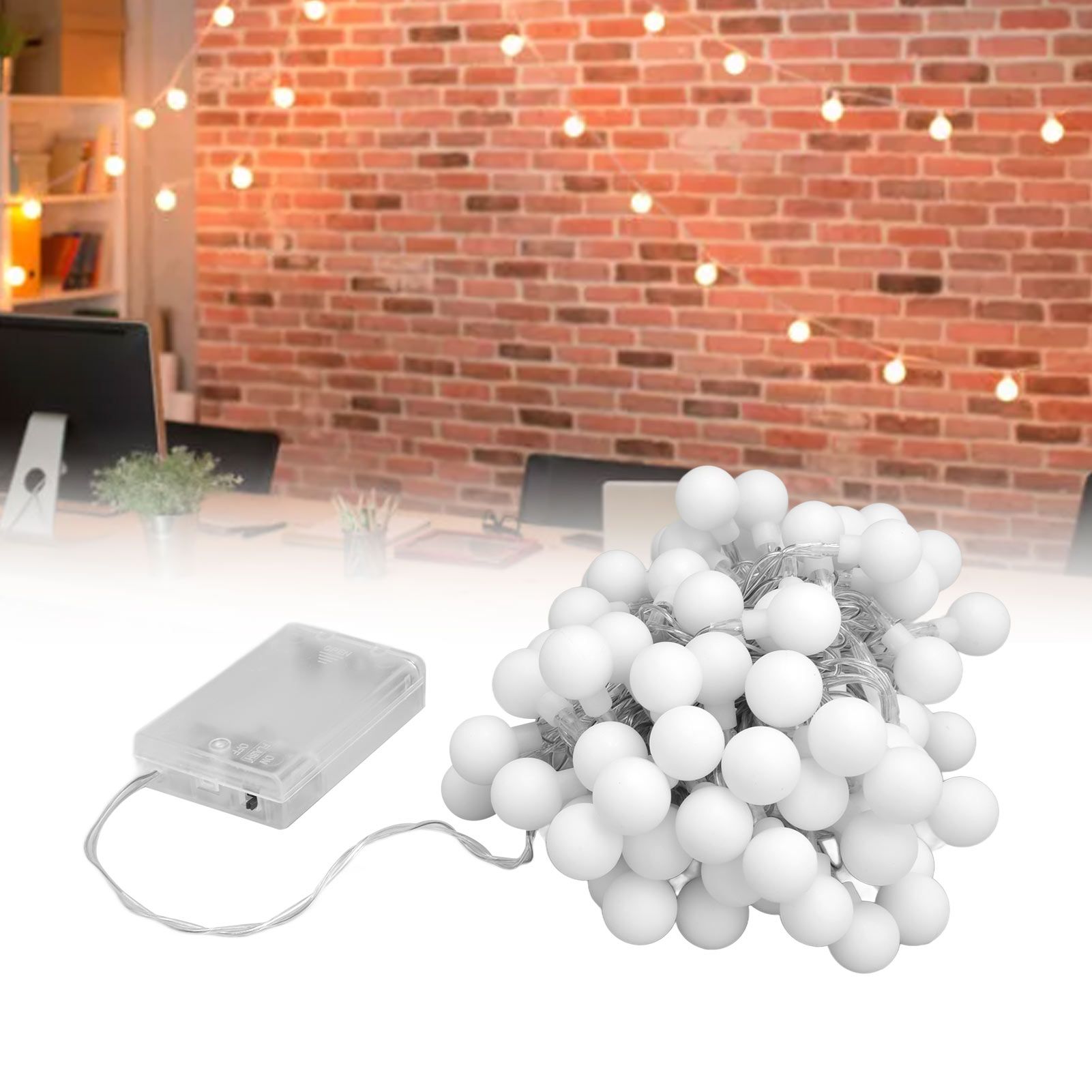 10m LED Artificial Pearl String Lamp 100LED Decorative Spherical String Light view 10