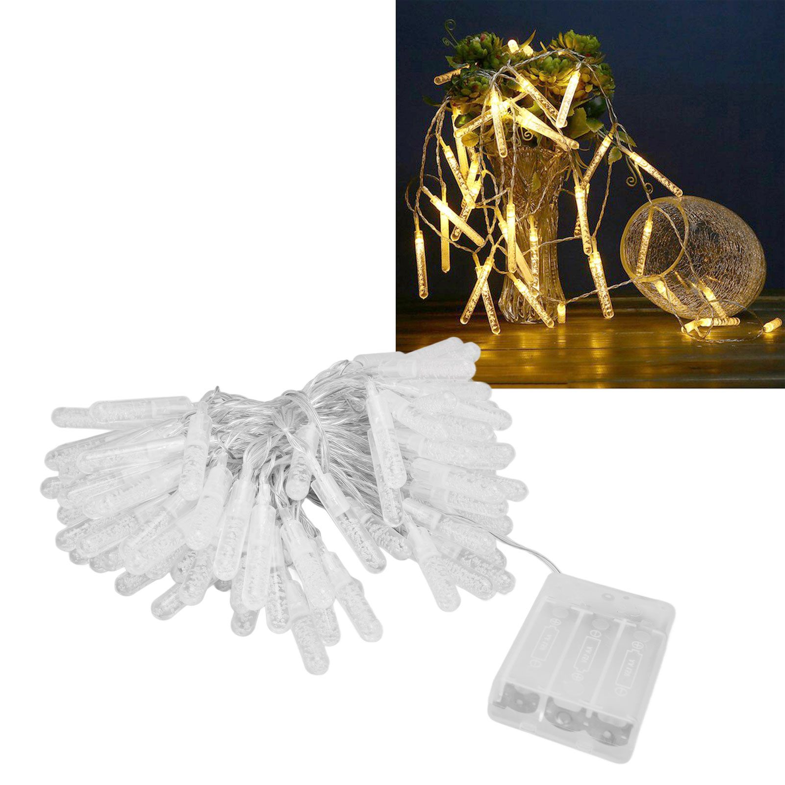 100LED Crystal String Lights 10M String Lamp with 2 Lighting Modes for Holiday view 12