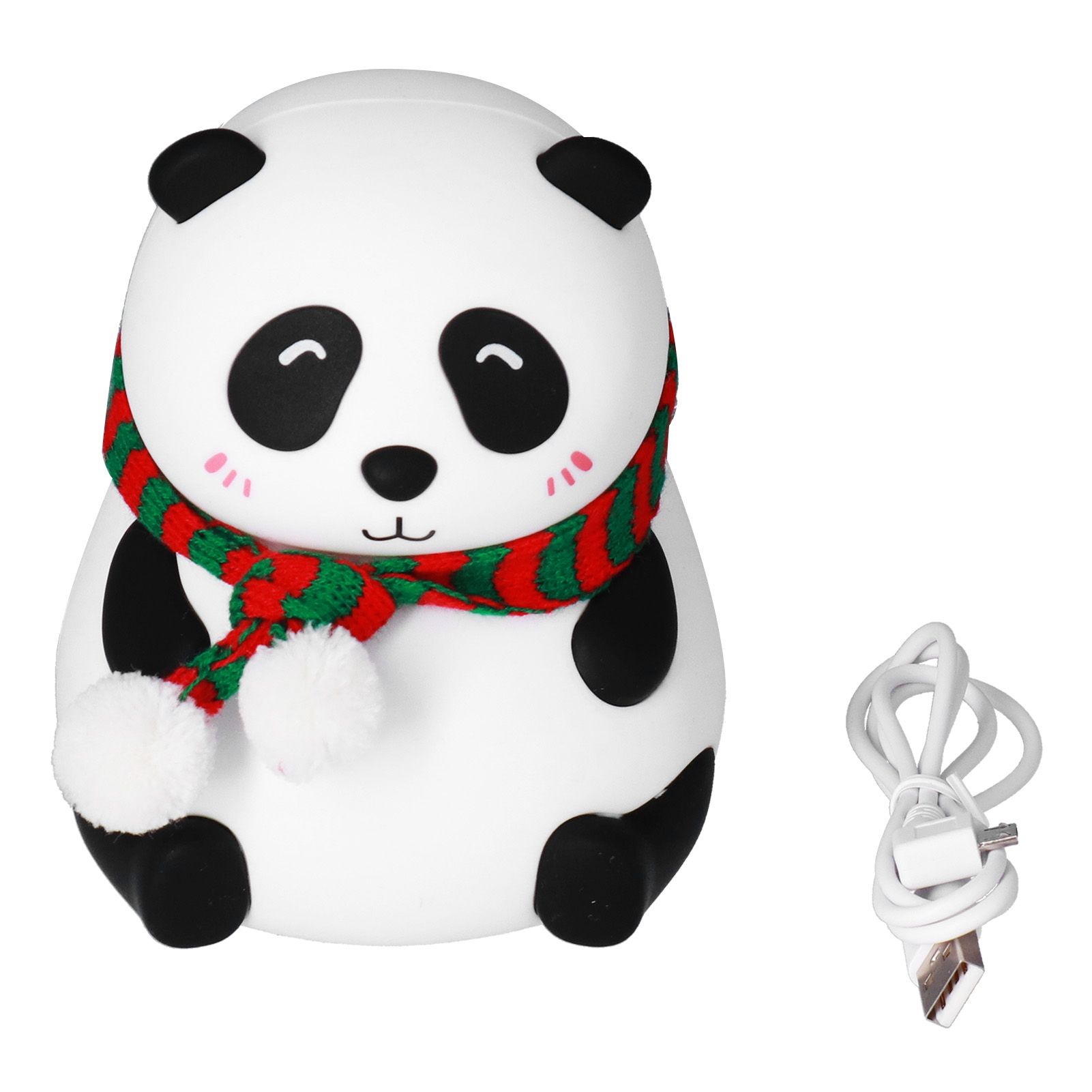 Panda Shape Tap Night Light with 7 Colors Changing USB Charging Silicone Lamp