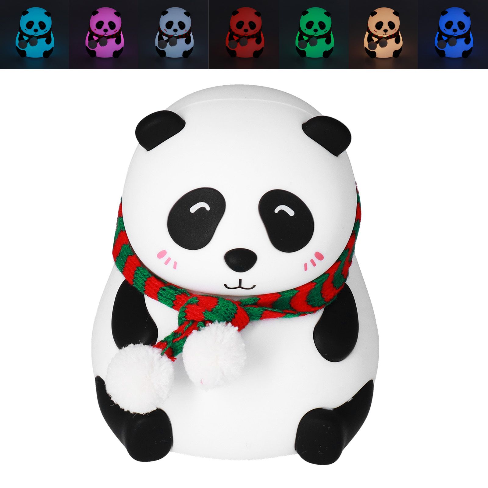 Panda Shape Tap Night Light with 7 Colors Changing USB Charging Silicone Lamp view 10