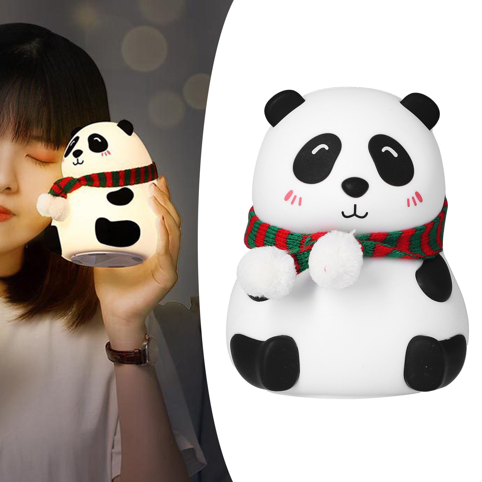 Panda Shape Tap Night Light with 7 Colors Changing USB Charging Silicone Lamp view 11