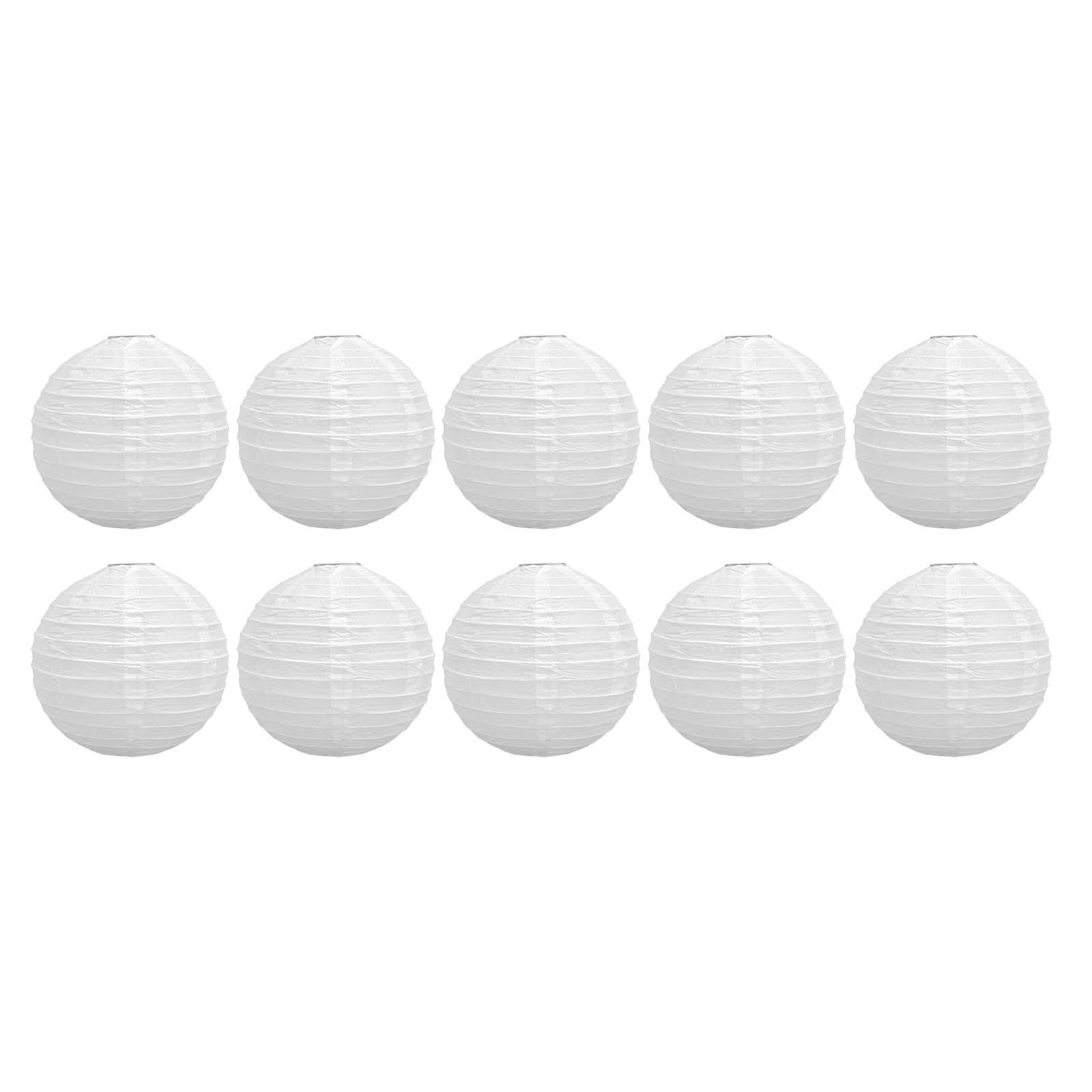 10 Pcs Paper Lanterns 8 Inch Pure White Hand Painted Round Paper Lanterns