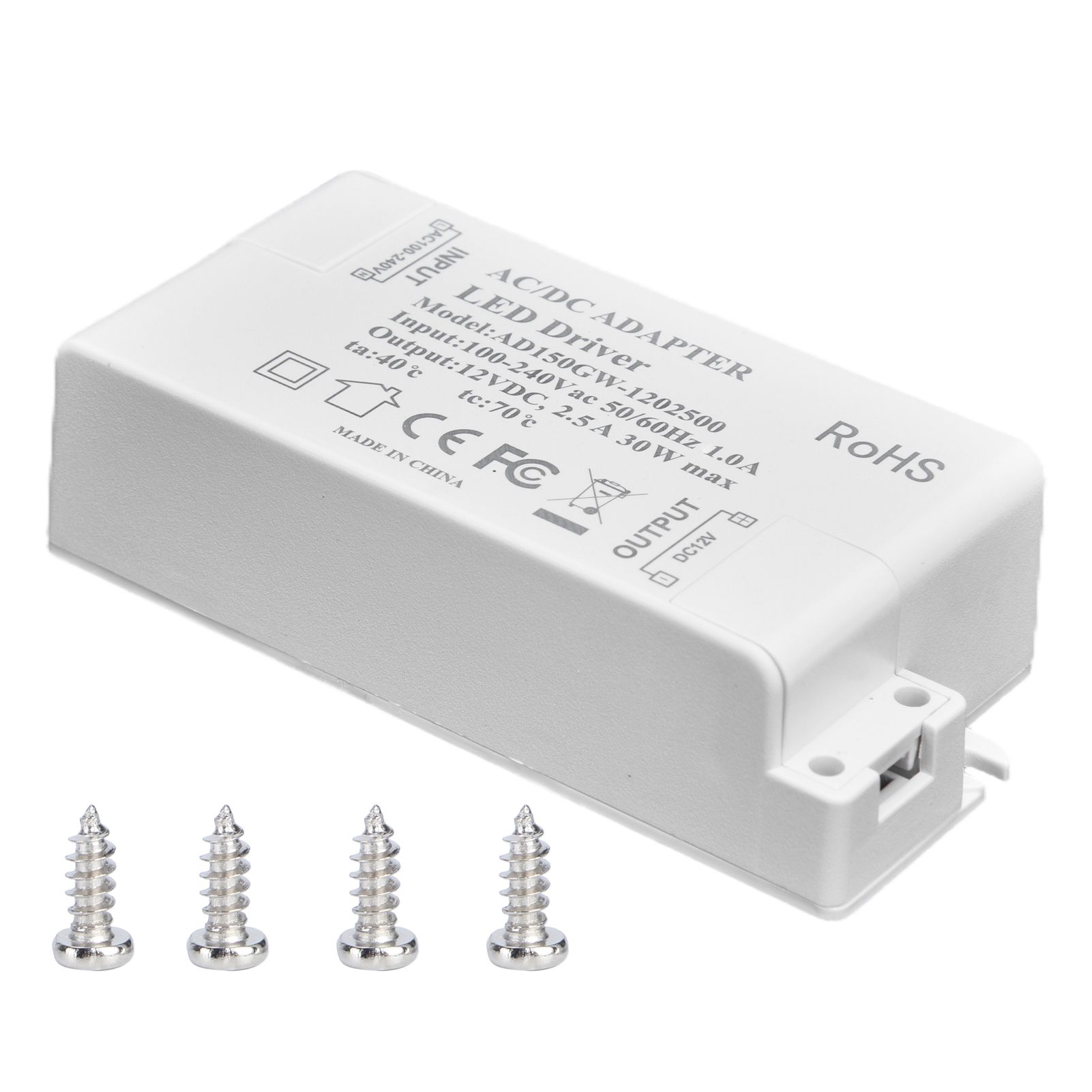 30W DC 12V 2.5A LED Driver Constant Voltage No Flicker LED Light Transformer
