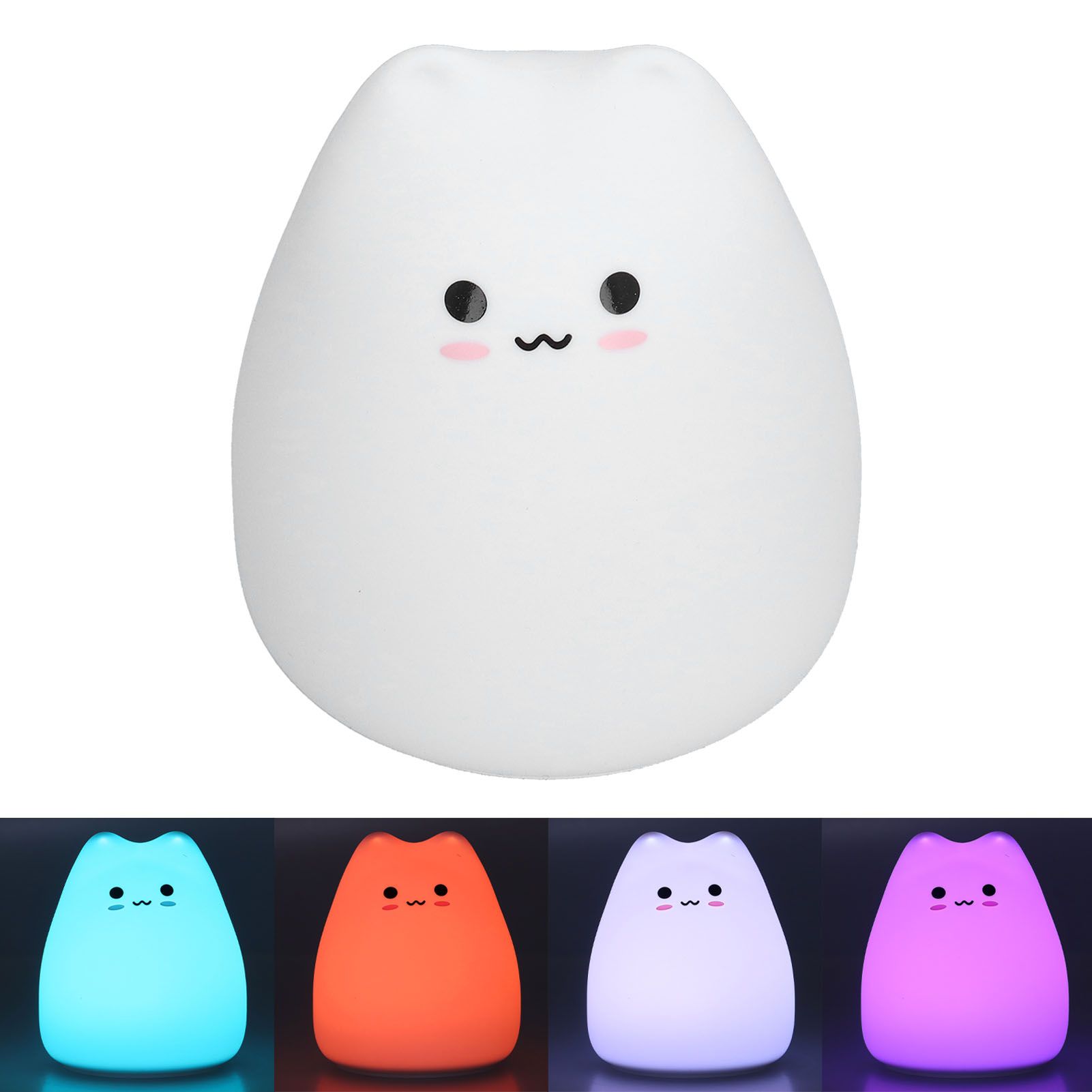 LED Tap Lamp Cat Shaped 7 Colors Changing Silicone Night Light for Home view 8