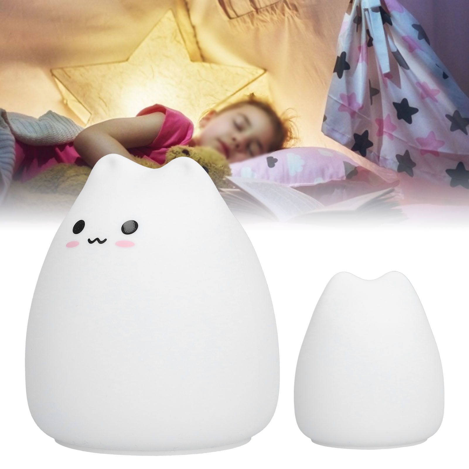 LED Tap Lamp Cat Shaped 7 Colors Changing Silicone Night Light for Home view 11