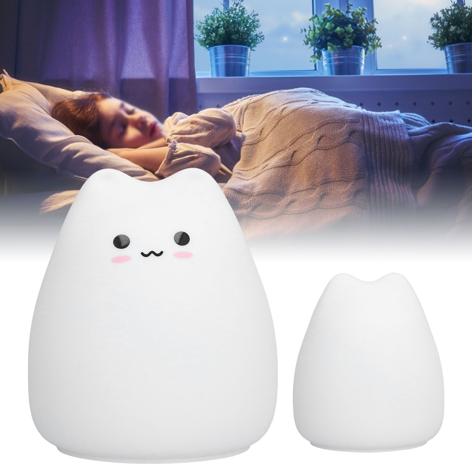 LED Tap Lamp Cat Shaped 7 Colors Changing Silicone Night Light for Home view 12