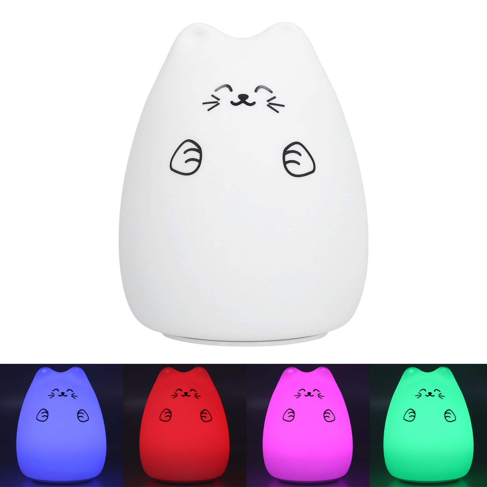 LED Cat Shape Lamp Colorful Silicone Tap Night Light USB Charging Ambient view 10