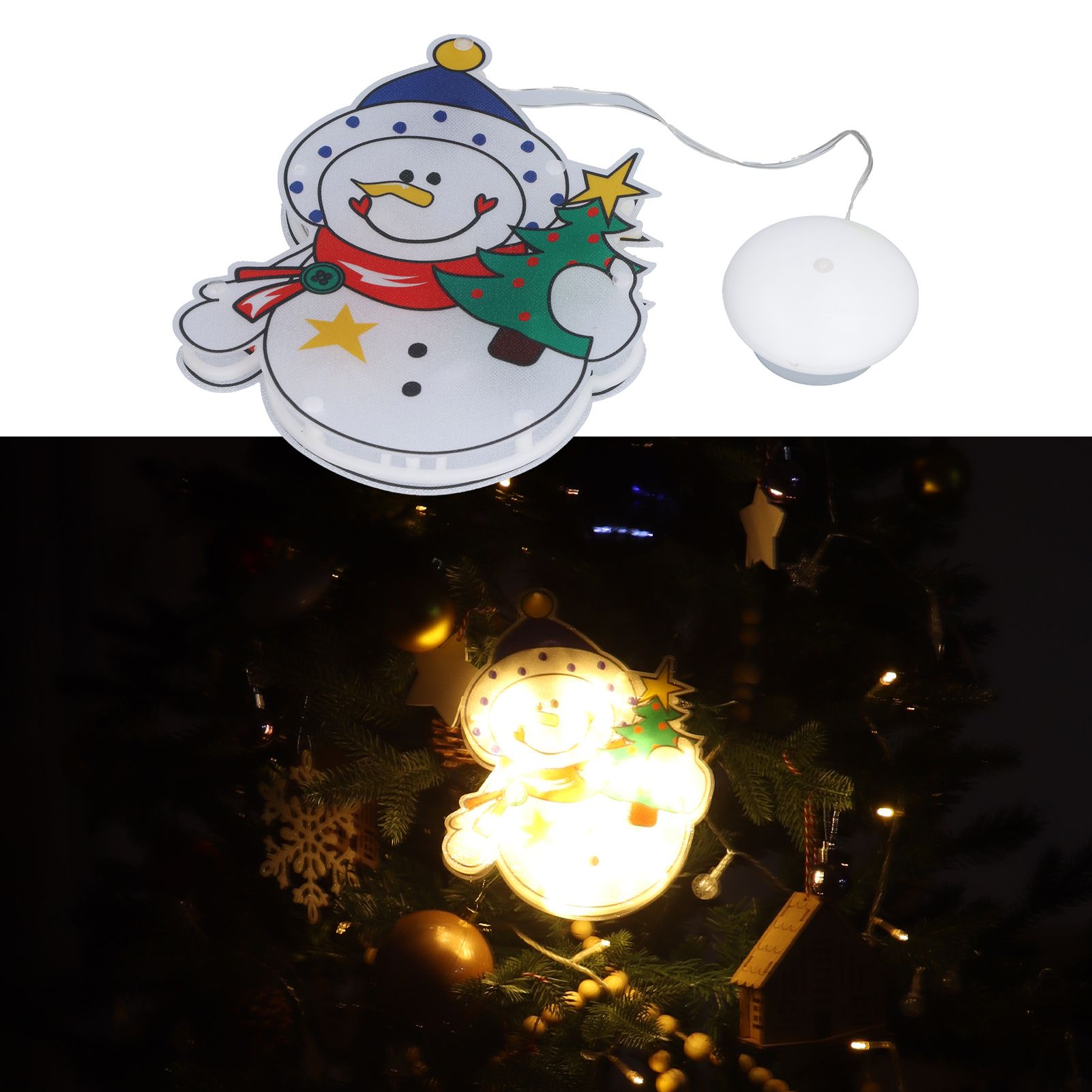 Christmas Snowman LED Window Light Battery Powered Hanging Light with Suction view 10