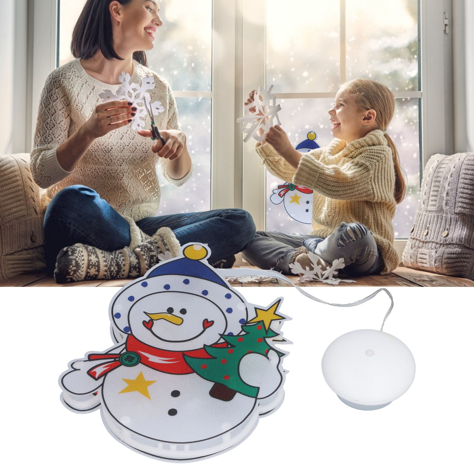 Christmas Snowman LED Window Light Battery Powered Hanging Light with Suction view 11