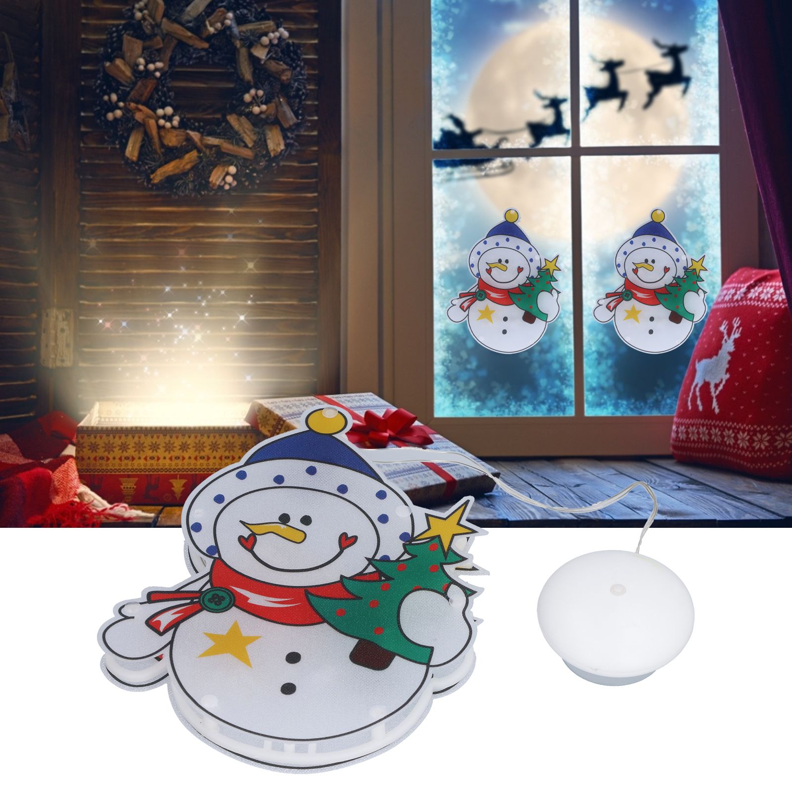 Christmas Snowman LED Window Light Battery Powered Hanging Light with Suction view 12