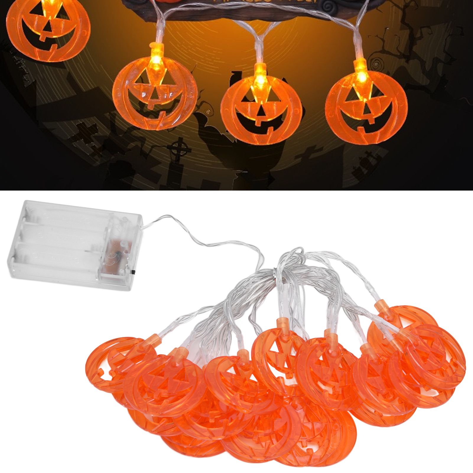 3 Meters Pumpkin String Light 20LED Decorative String Light for Halloween view 12
