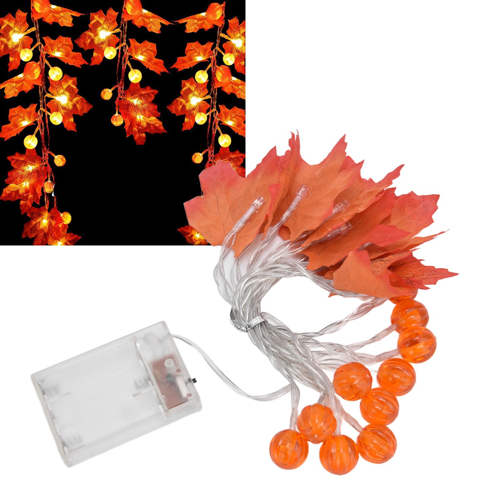 Maple Leaf String Light with Constant Light Flashing Dual Modes Indoor Outdoor view 11