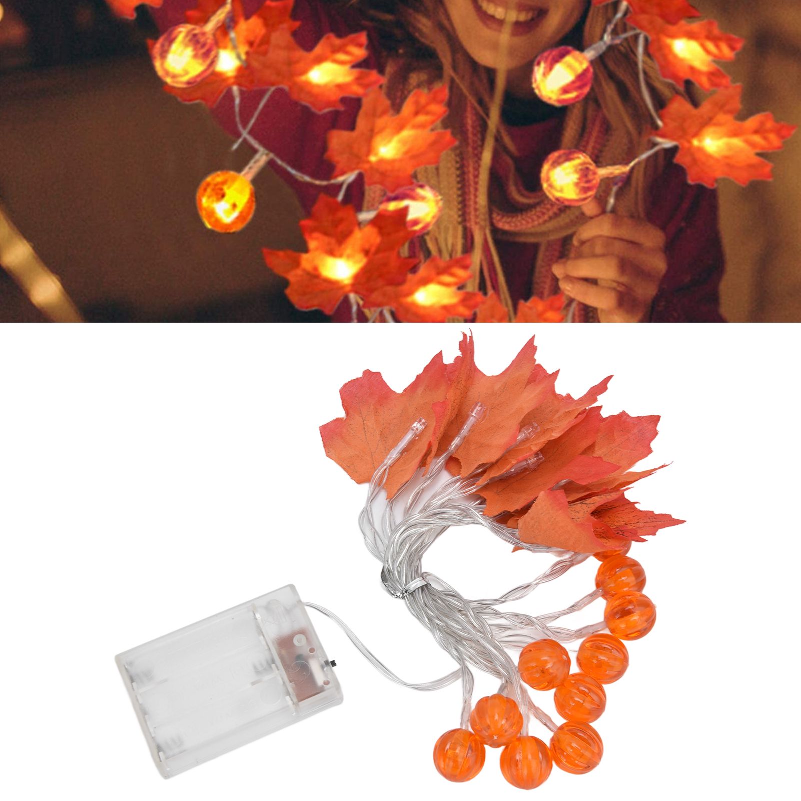 Maple Leaf String Light with Constant Light Flashing Dual Modes Indoor Outdoor view 12