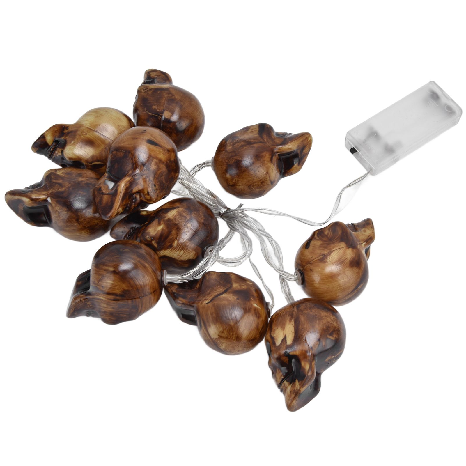 LED Skull String Light 10LEDs Horrible Lifelike Battery Powered Halloween view 3