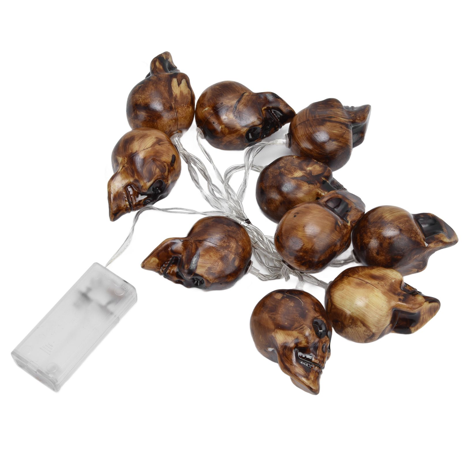 LED Skull String Light 10LEDs Horrible Lifelike Battery Powered Halloween view 6