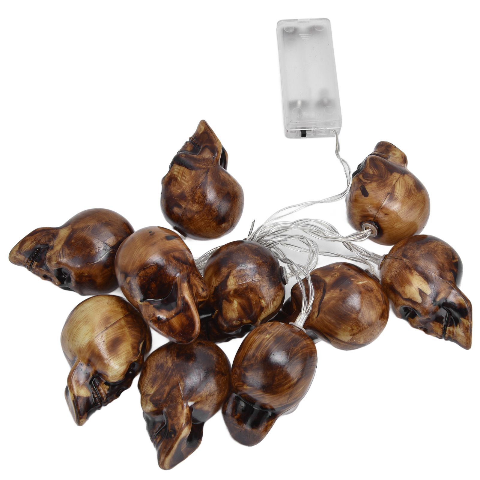 LED Skull String Light 10LEDs Horrible Lifelike Battery Powered Halloween view 7