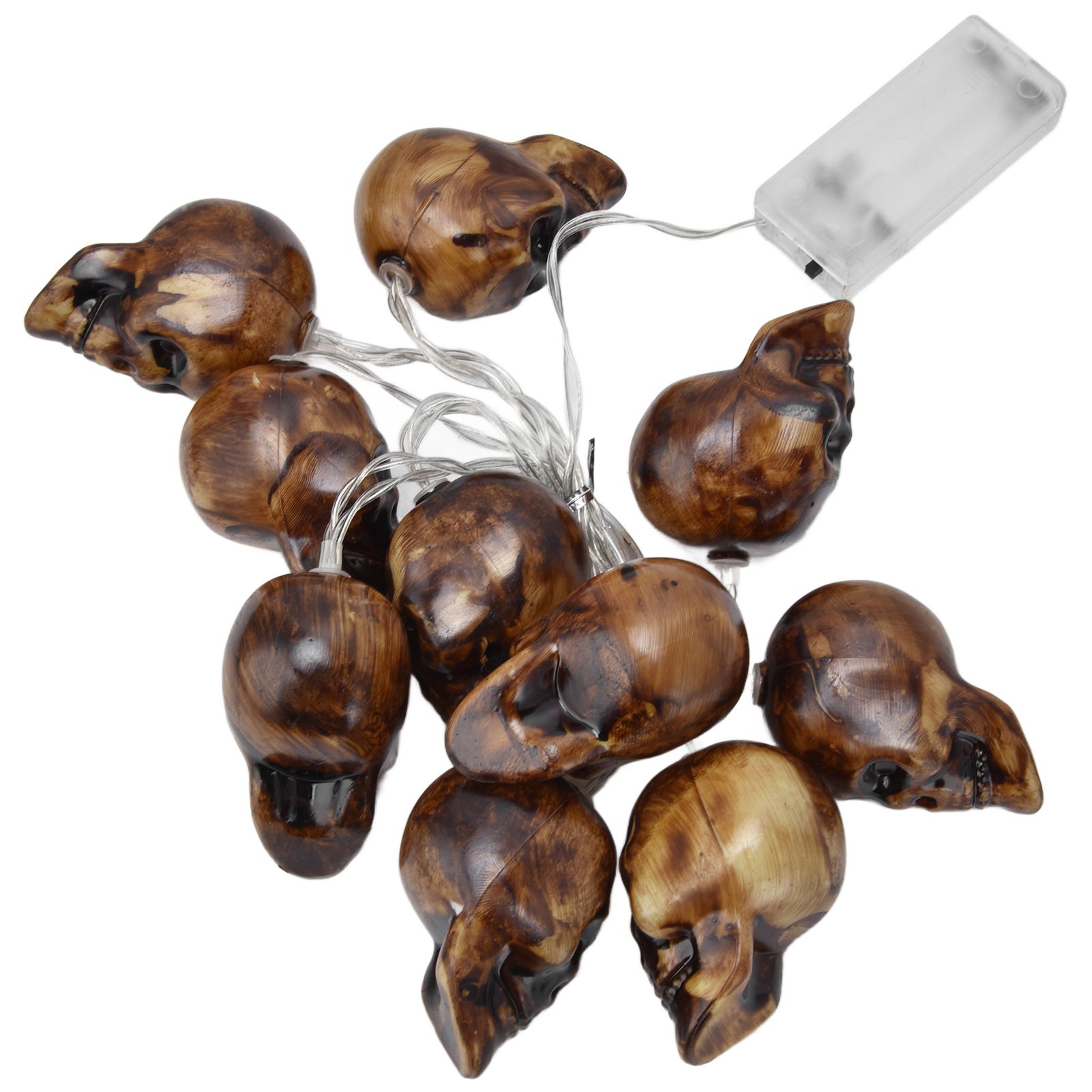 LED Skull String Light 10LEDs Horrible Lifelike Battery Powered Halloween view 9
