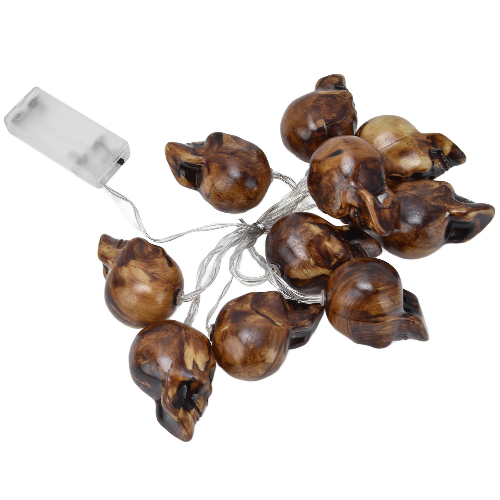 LED Skull String Light 10LEDs Horrible Lifelike Battery Powered Halloween view 10