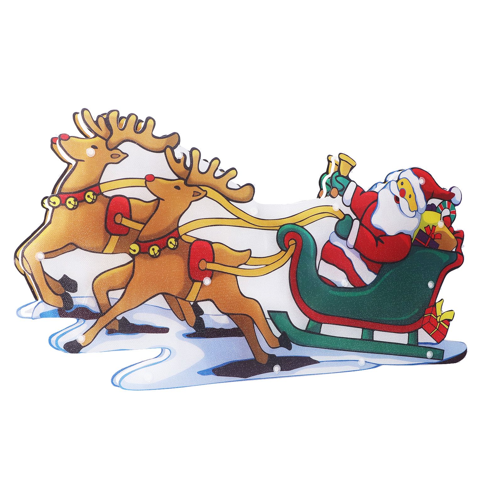 LED Christmas Light Sled Santa Claus Pattern Window Hanging Lamp Battery view 2