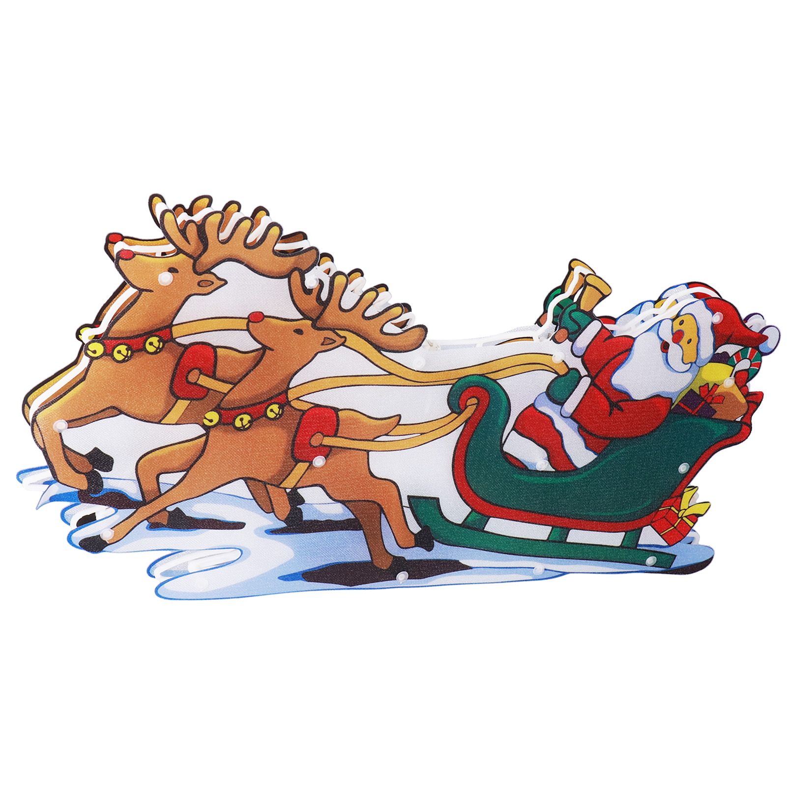LED Christmas Light Sled Santa Claus Pattern Window Hanging Lamp Battery view 3