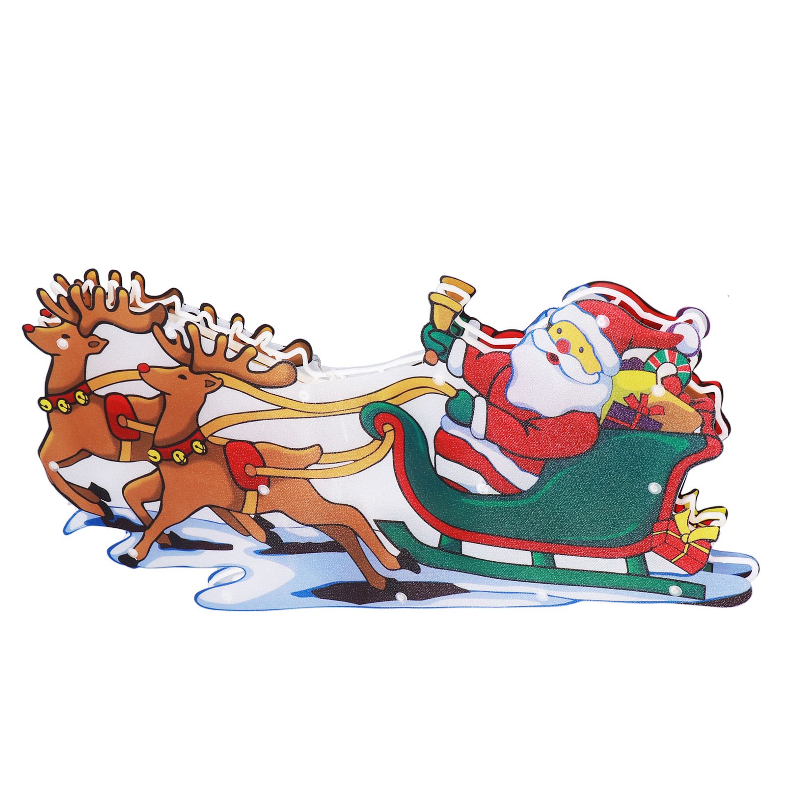LED Christmas Light Sled Santa Claus Pattern Window Hanging Lamp Battery view 4