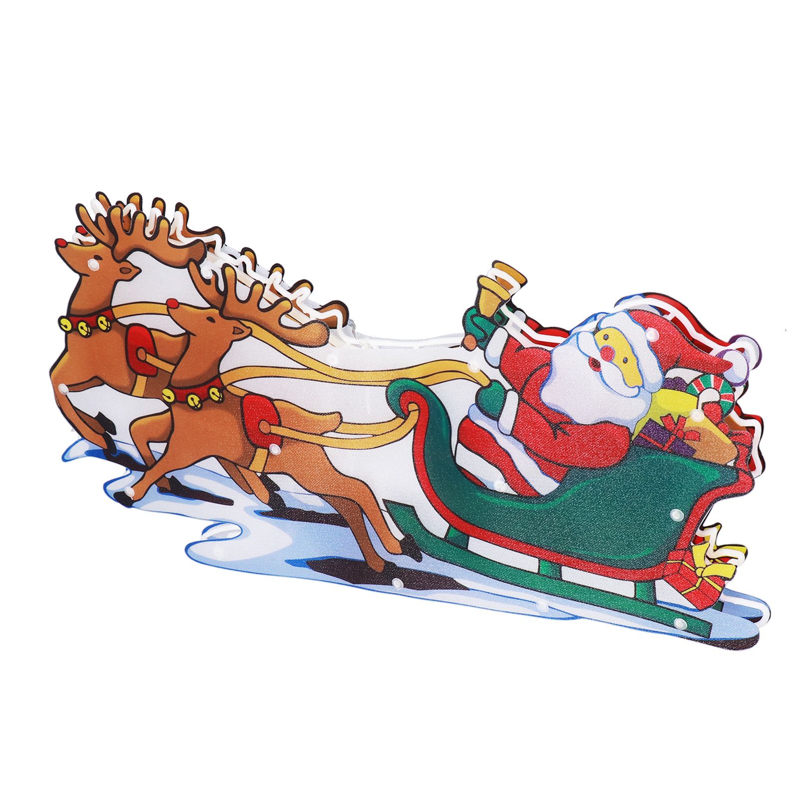 LED Christmas Light Sled Santa Claus Pattern Window Hanging Lamp Battery view 5