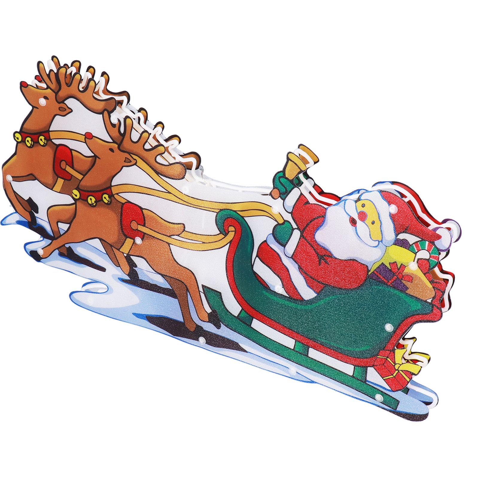 LED Christmas Light Sled Santa Claus Pattern Window Hanging Lamp Battery view 6