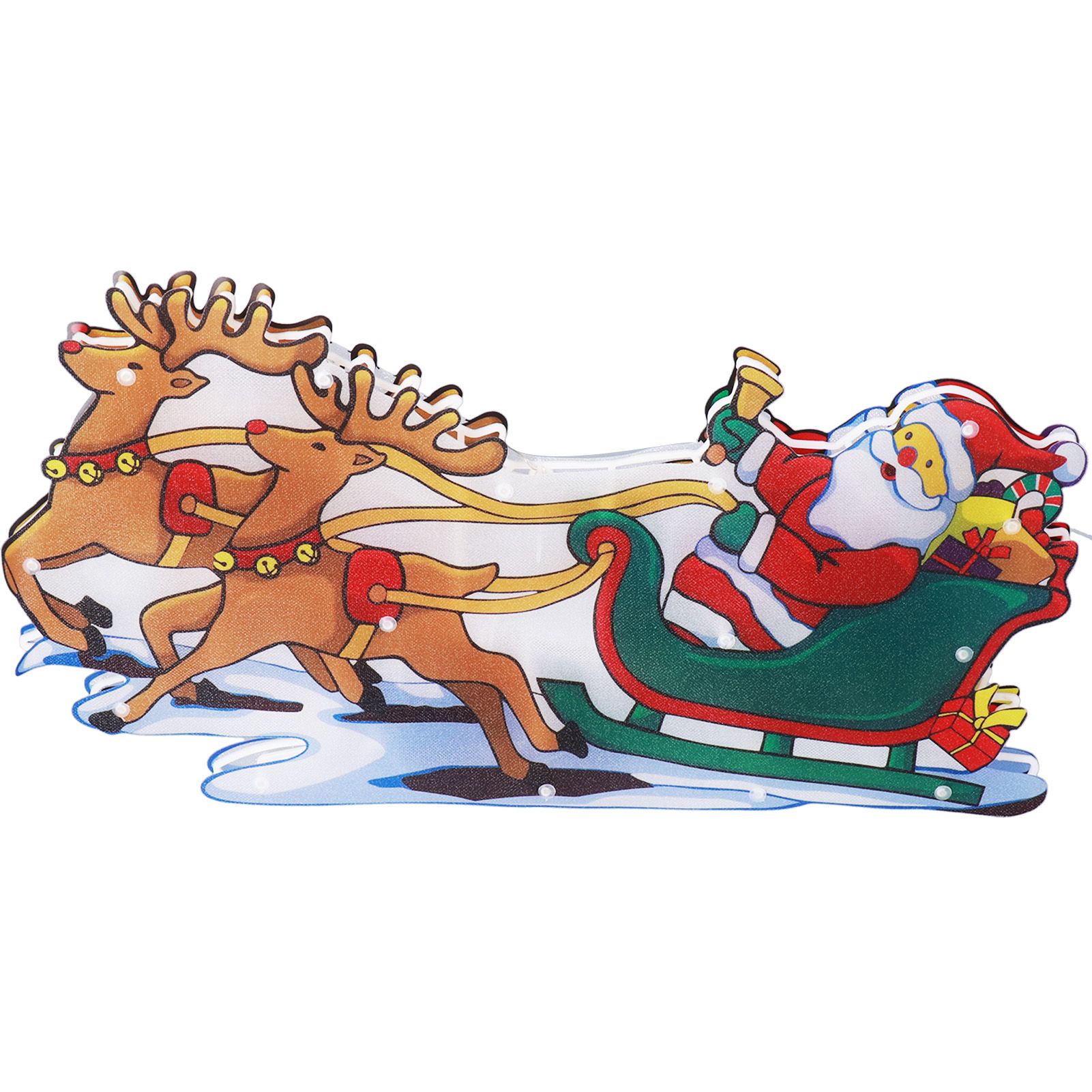 LED Christmas Light Sled Santa Claus Pattern Window Hanging Lamp Battery view 7