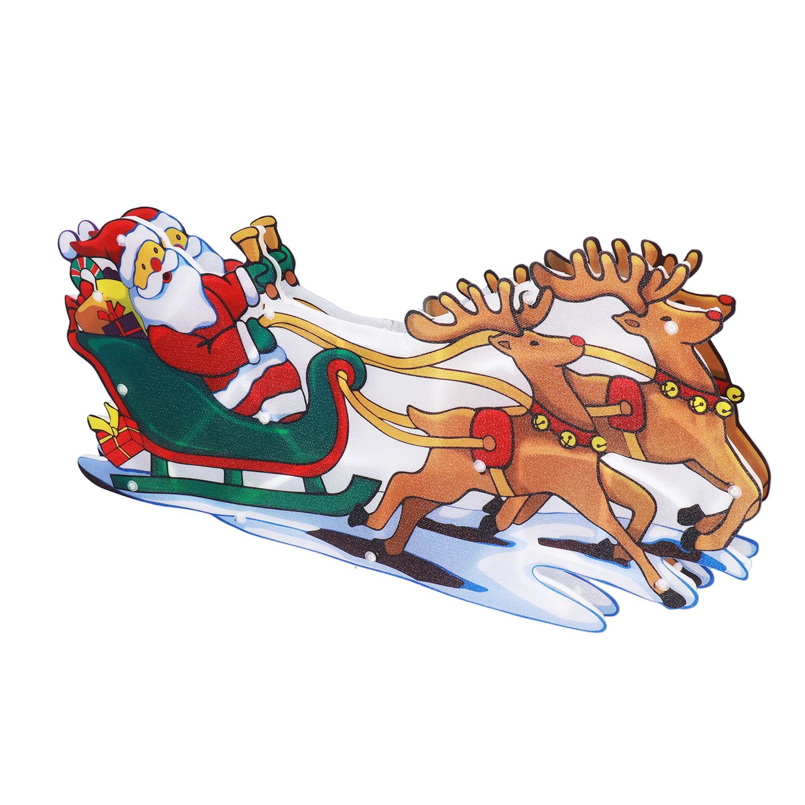 LED Christmas Light Sled Santa Claus Pattern Window Hanging Lamp Battery view 9