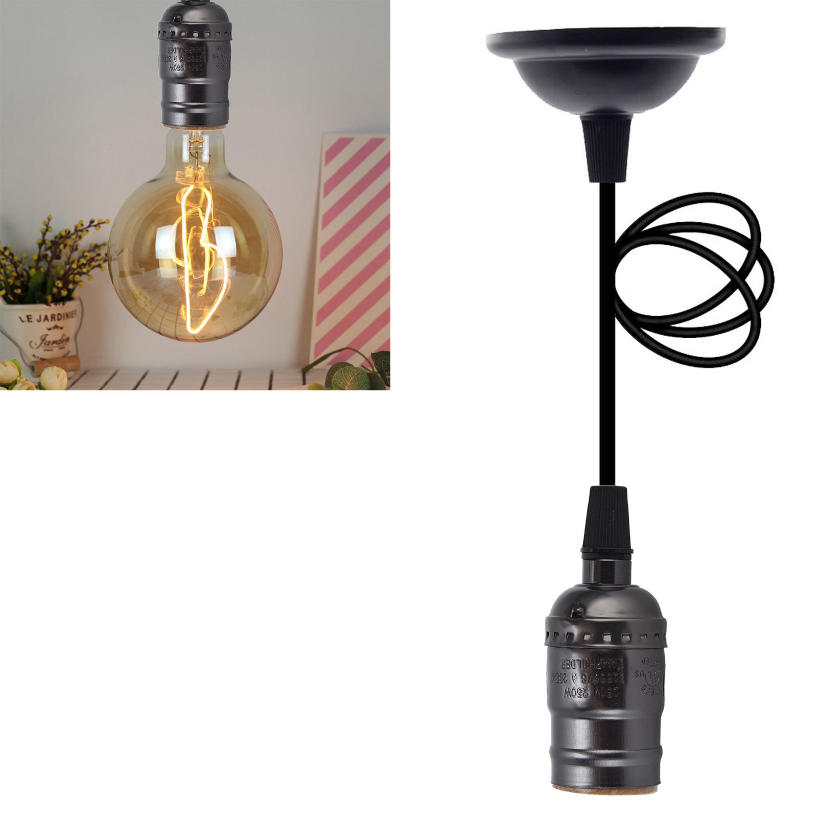 Chandelier Lamp Holder 110V to 240V Retro Ceiling Hanging Light Bulb Socket view 11