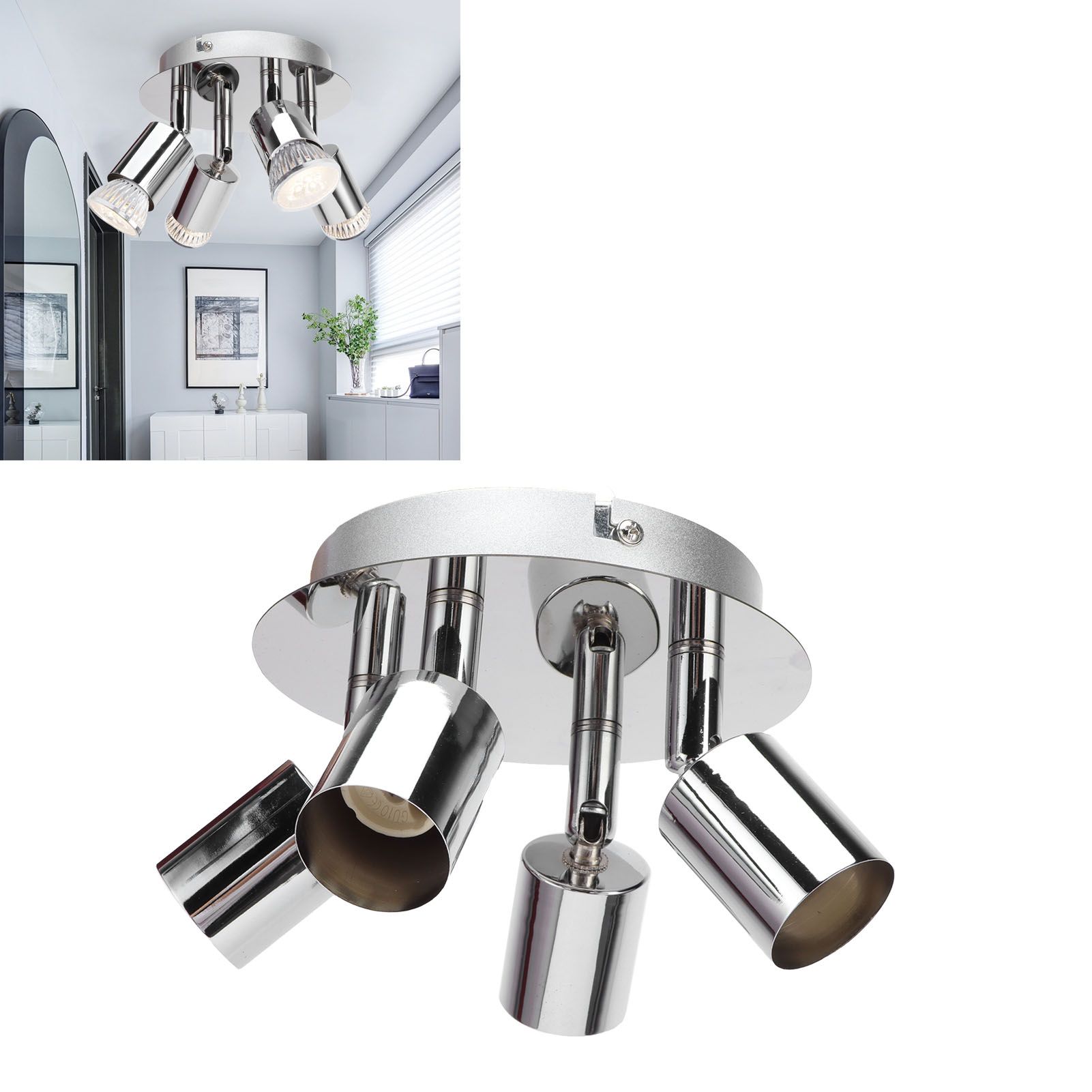 GU10 Lamp Holder 4 Head Ceiling Light Base Adjustable Lamp Holder for Bedroom view 11
